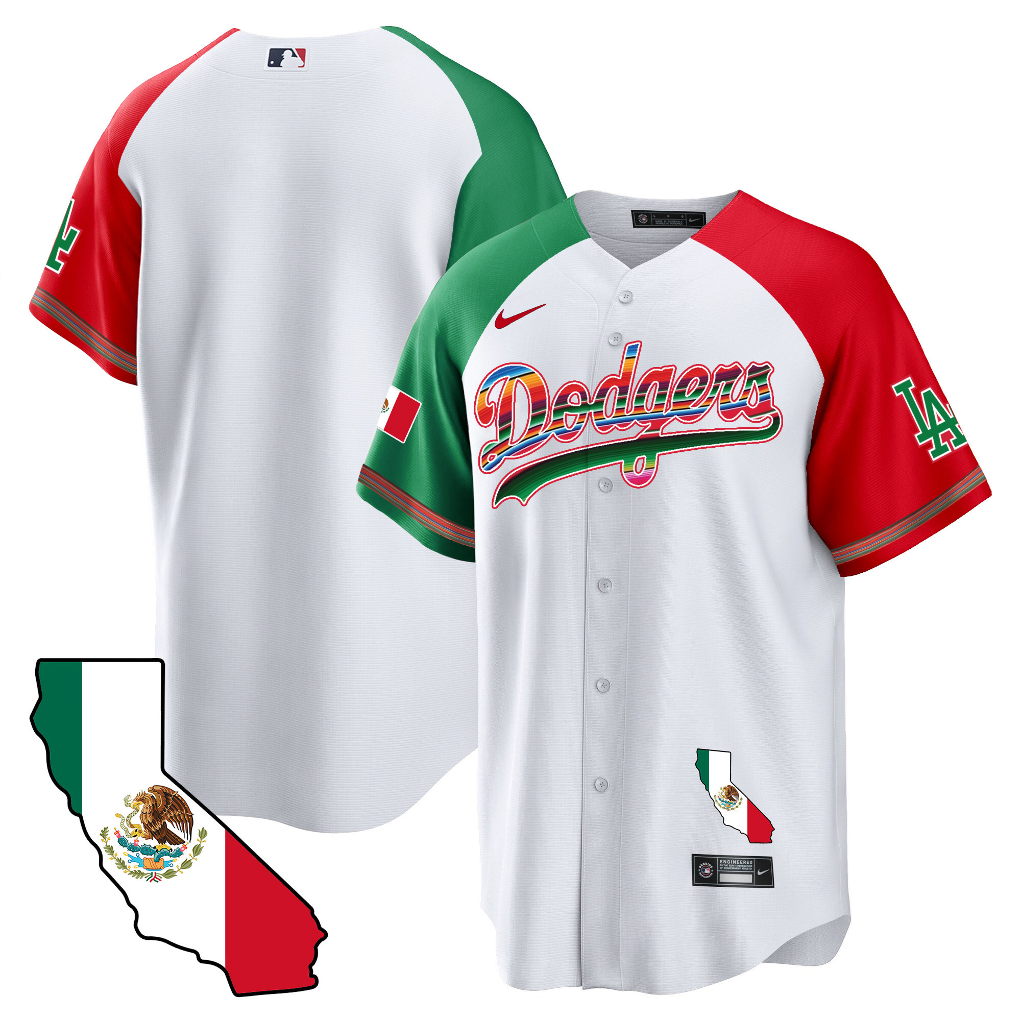 Team Men's Los Angeles Dodgers Mexico California Map Cool Base Alternate Jersey - All Stitched