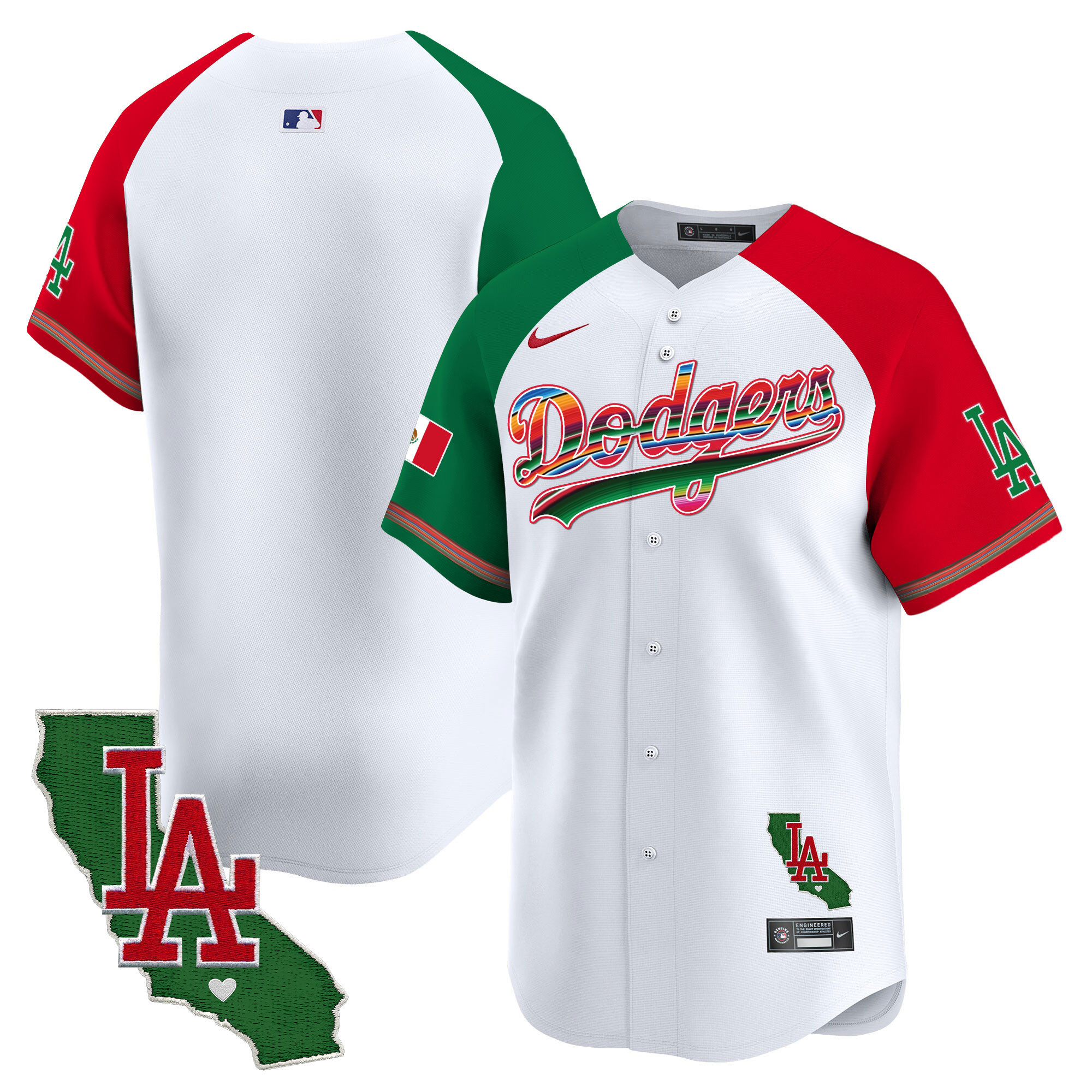 Team Men's Los Angeles Dodgers Mexico California Patch Vapor Premier Limited Alternate Jersey - All Stitched