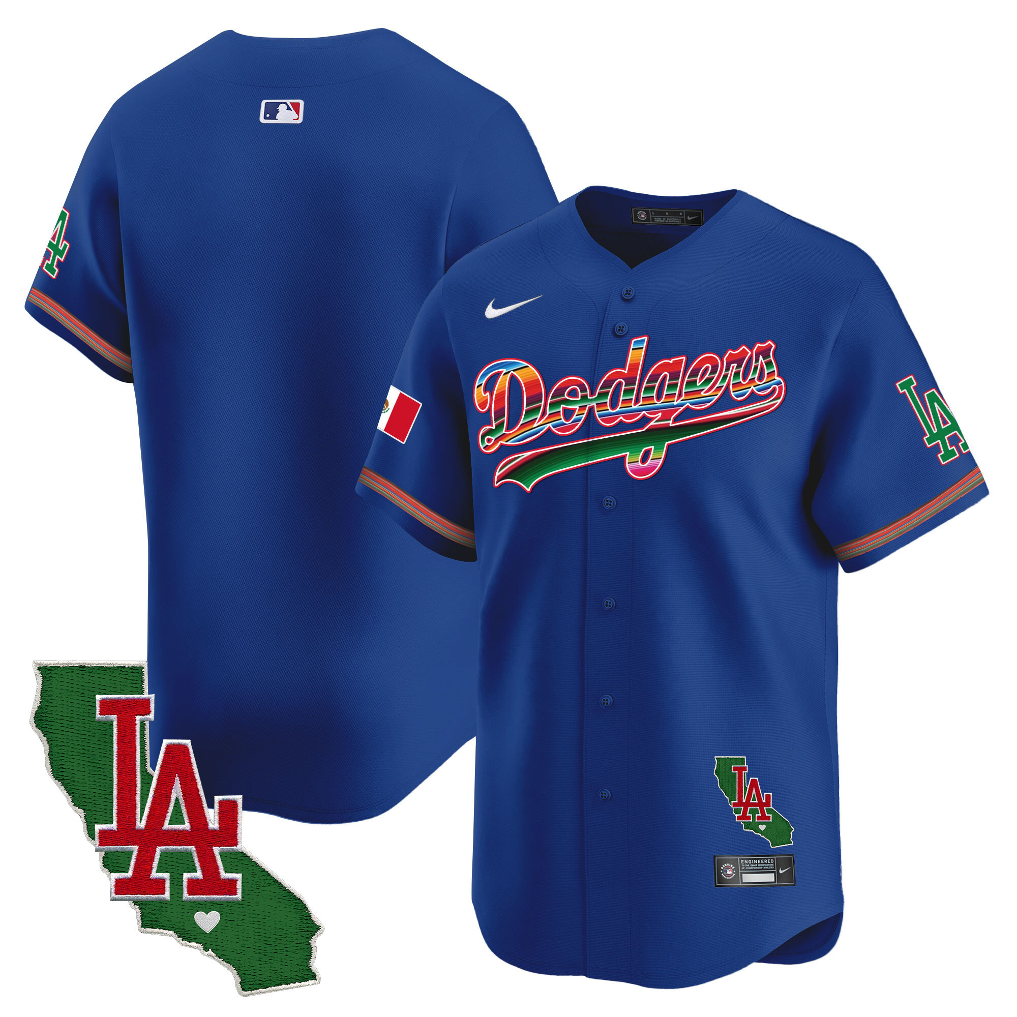 Team Men's Los Angeles Dodgers Mexico California Patch Vapor Premier Limited Royal Jersey - All Stitched