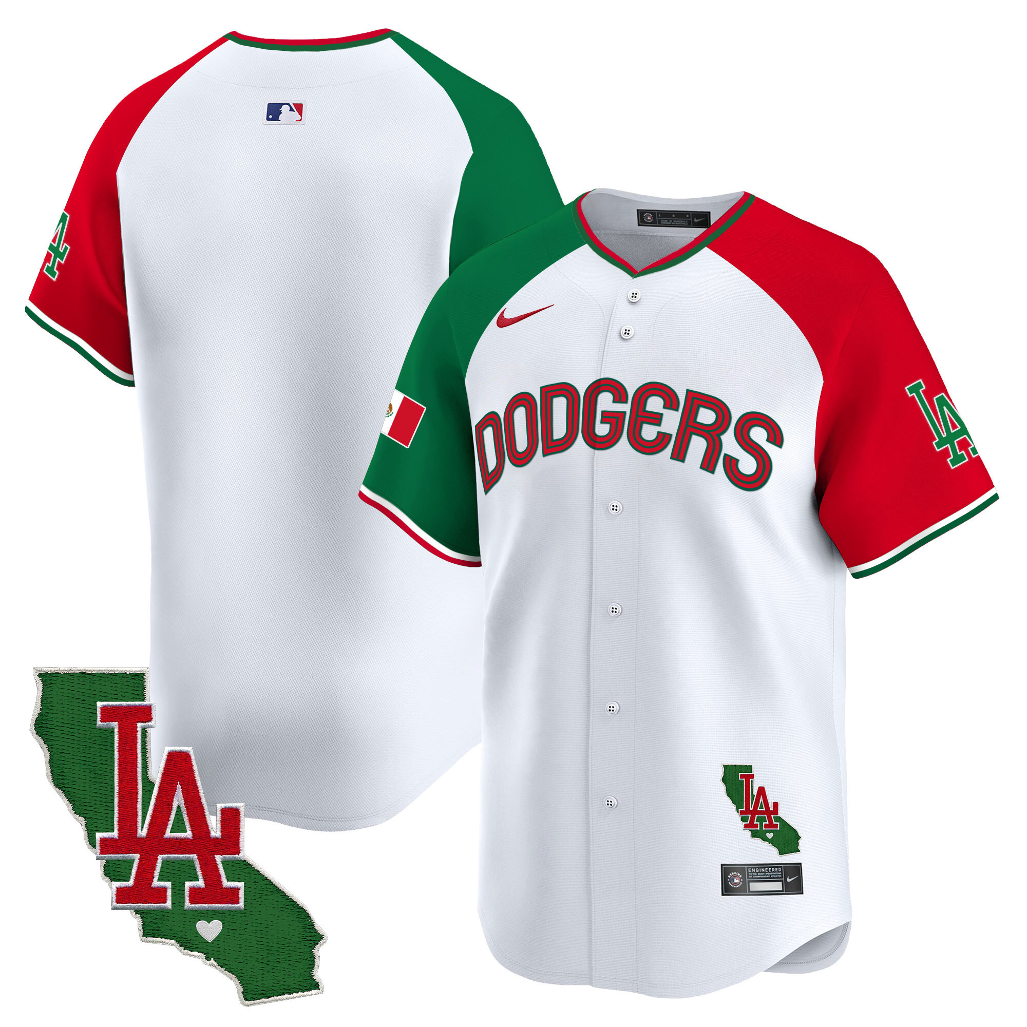 Team Men's Los Angeles Dodgers Mexico California Patch Vapor Premier Limited V3 Alternate Jersey - All Stitched