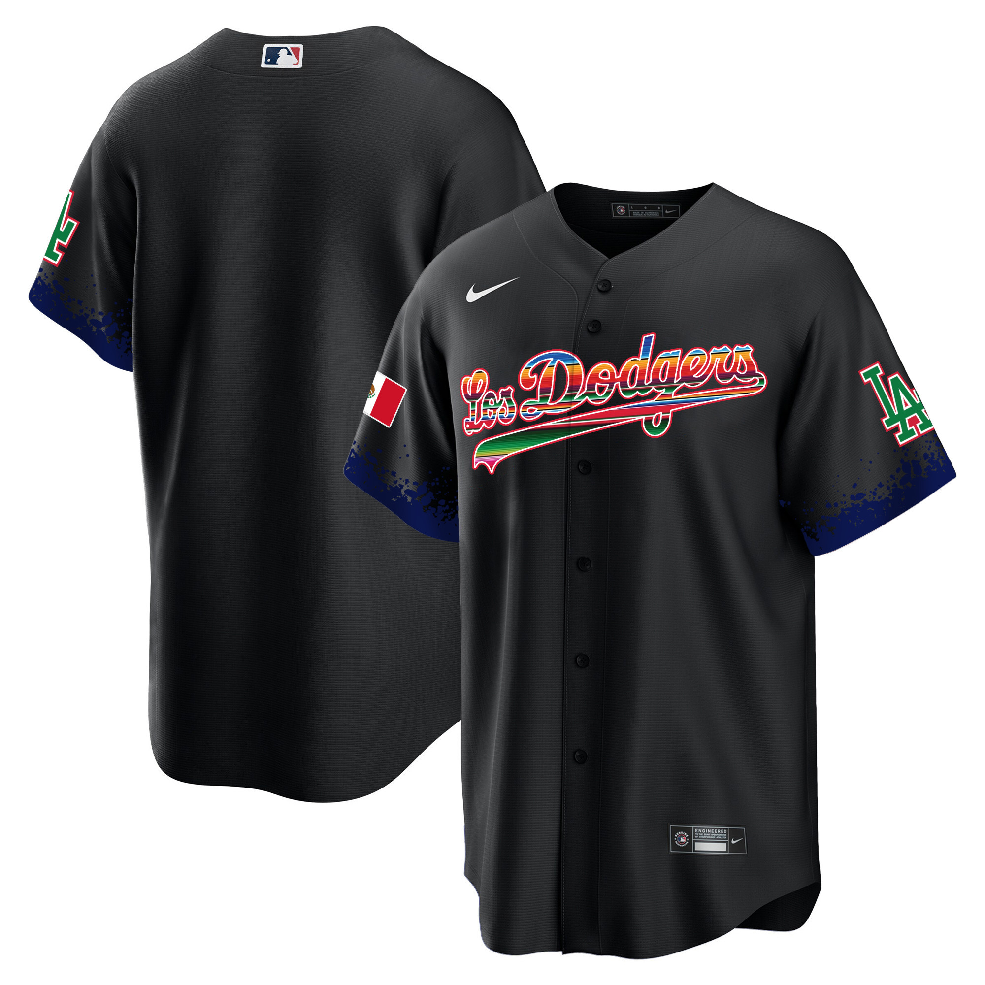Team Men's Los Angeles Dodgers Mexico Cool Base City Connect Limited Black Jersey - All Stitched