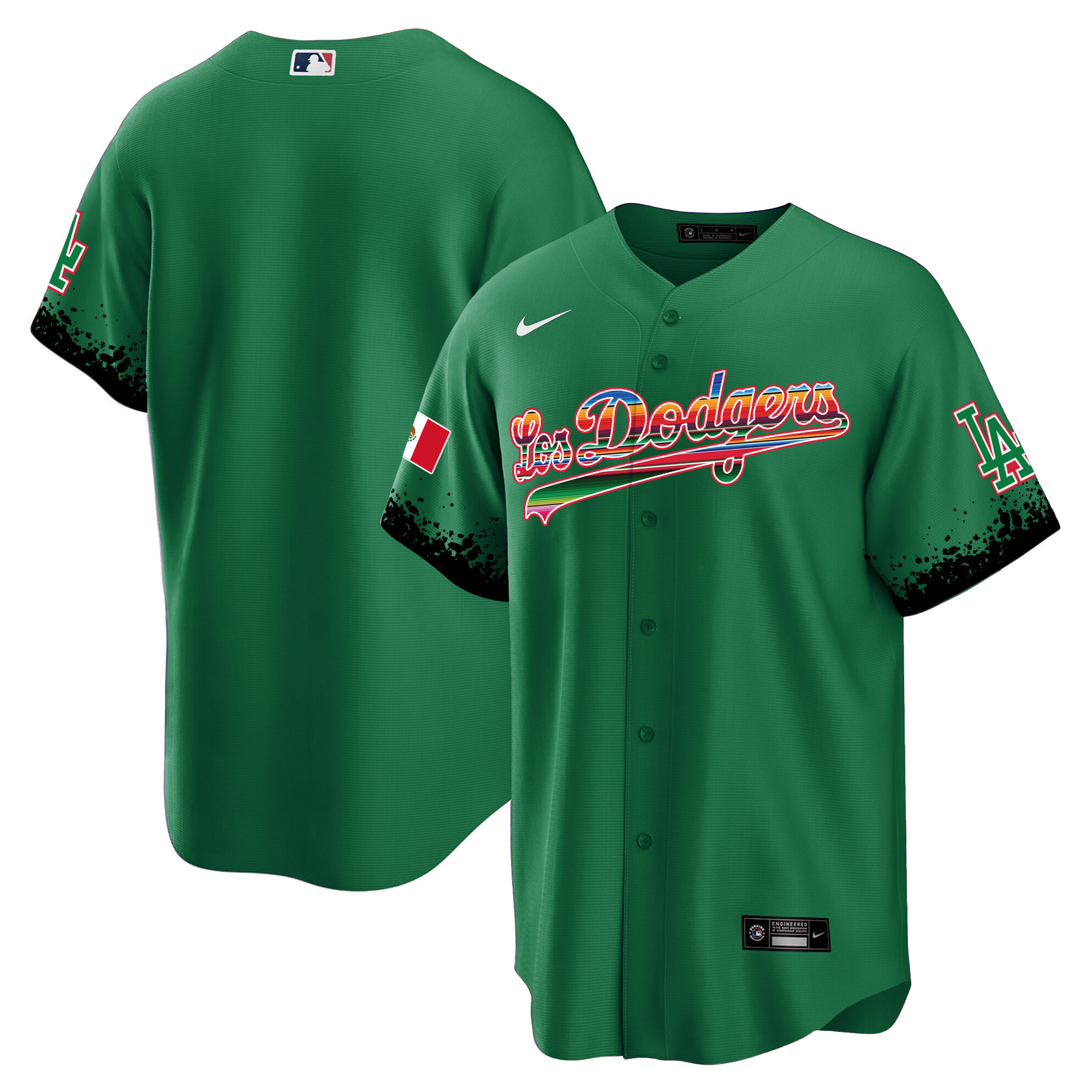 Team Men's Los Angeles Dodgers Mexico Cool Base City Connect Limited Green Jersey - All Stitched