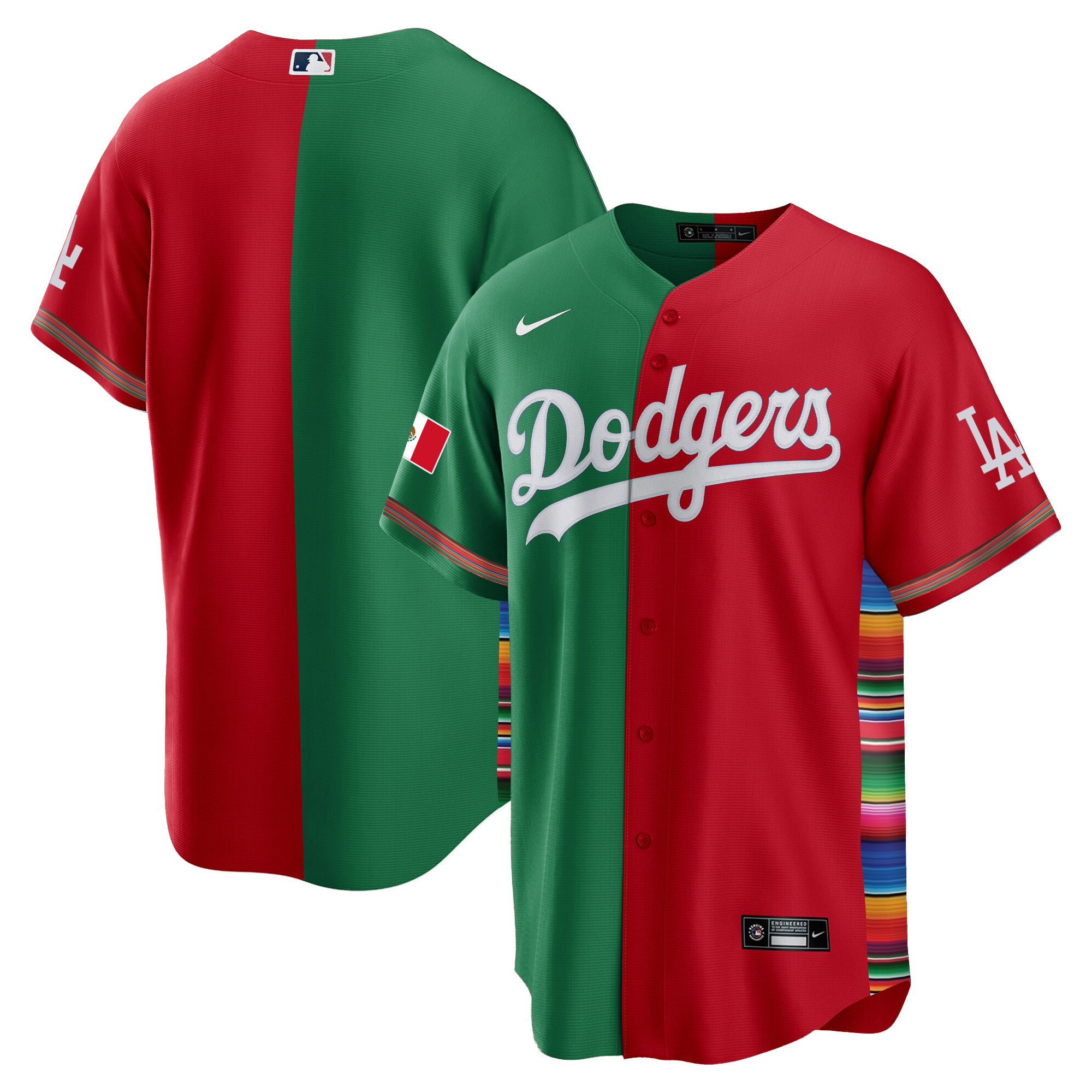Team Men's Los Angeles Dodgers Mexico Cool Base Limited V2 Split Jersey - All Stitched