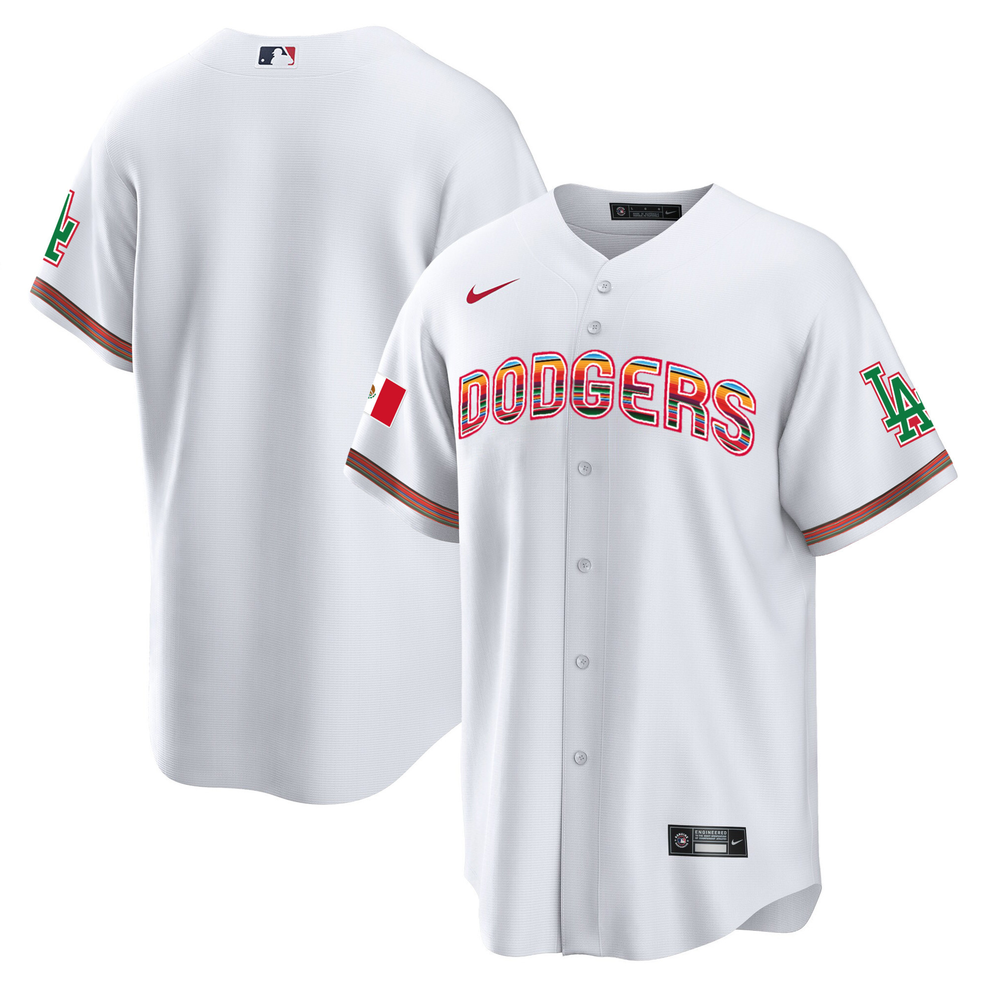 Team Men's Los Angeles Dodgers Mexico Cool Base Limited V3 White Jersey - All Stitched