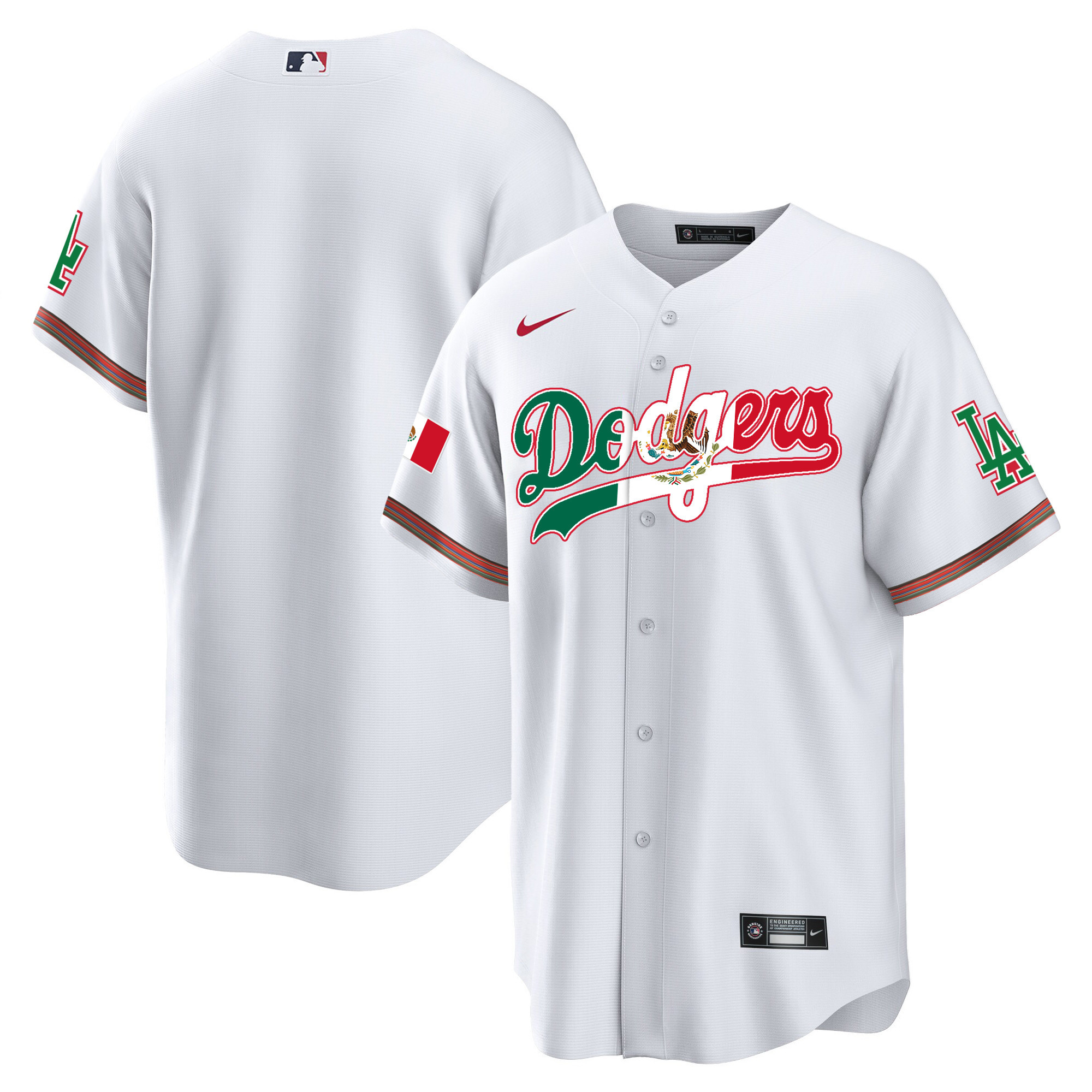 Team Men's Los Angeles Dodgers Mexico Cool Base Limited V4 White Jersey - All Stitched