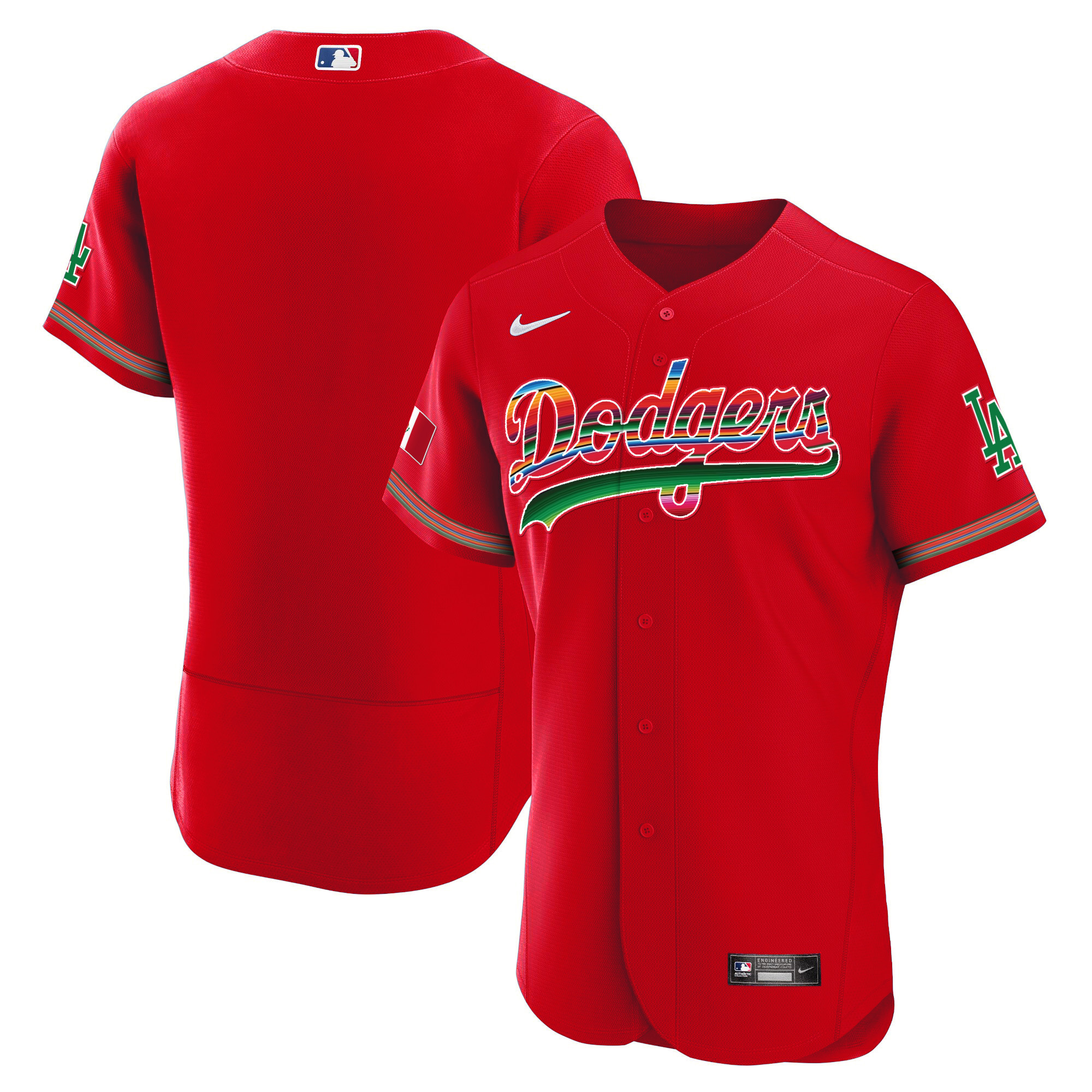 Team Men's Los Angeles Dodgers Mexico Flex Base Limited Red Jersey - All Stitched