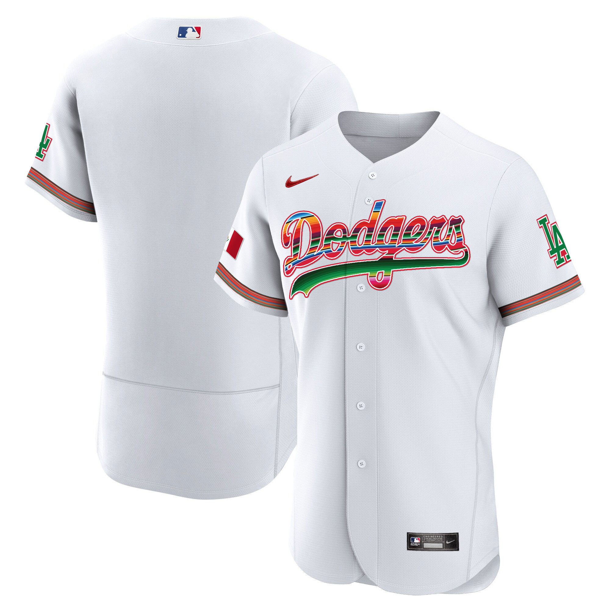 Team Men's Los Angeles Dodgers Mexico Flex Base Limited White Jersey - All Stitched