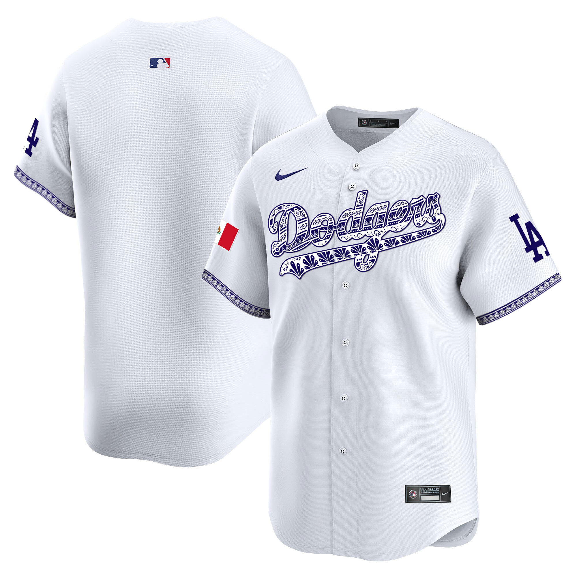 Team Men's Los Angeles Dodgers Mexico Vapor Premier Limited V3 White Jersey - All Stitched