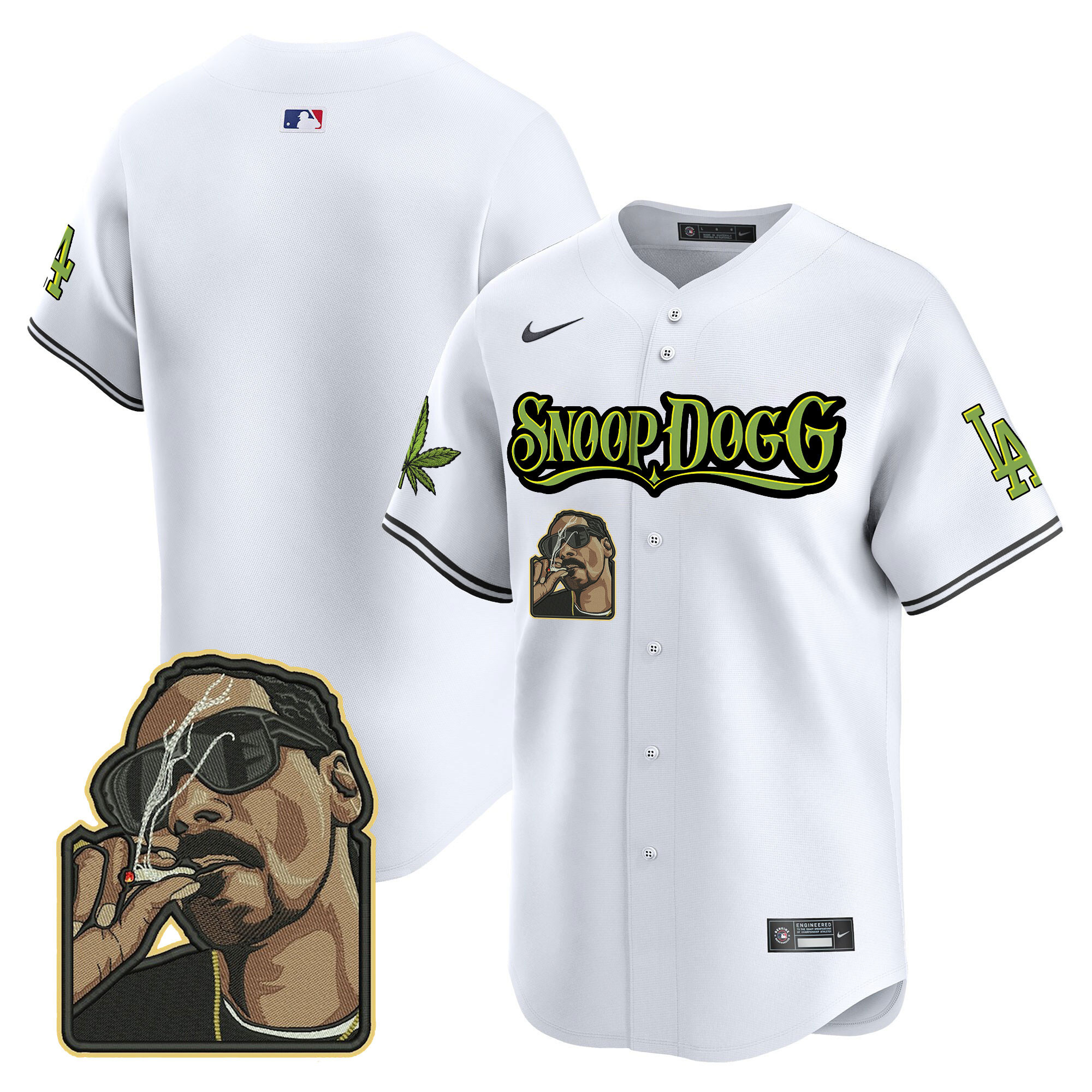 Team Men's Los Angeles Dodgers Snoop Dogg Vapor Premier Limited White Jersey - All Stitched