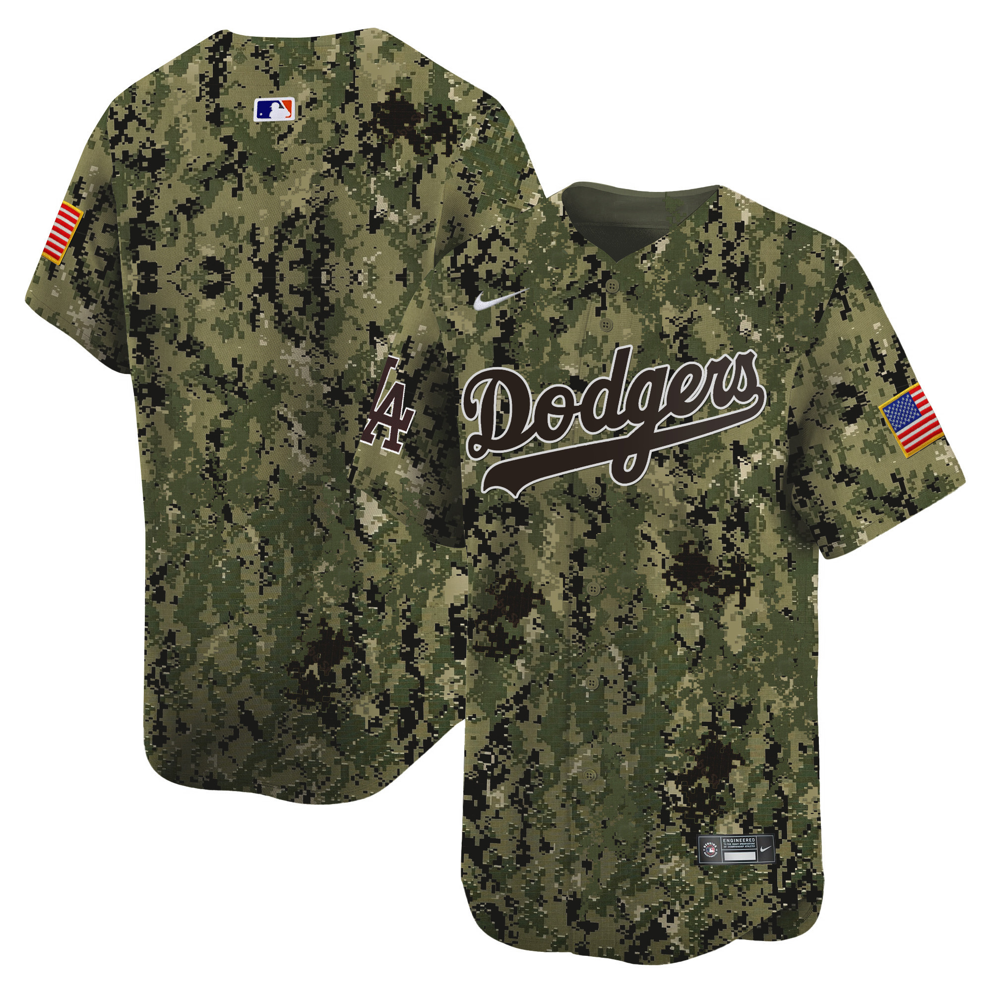 Team Men's Los Angeles Dodgers USMC Alternate Vapor Premier Limited Woodland Jersey - All Stitched