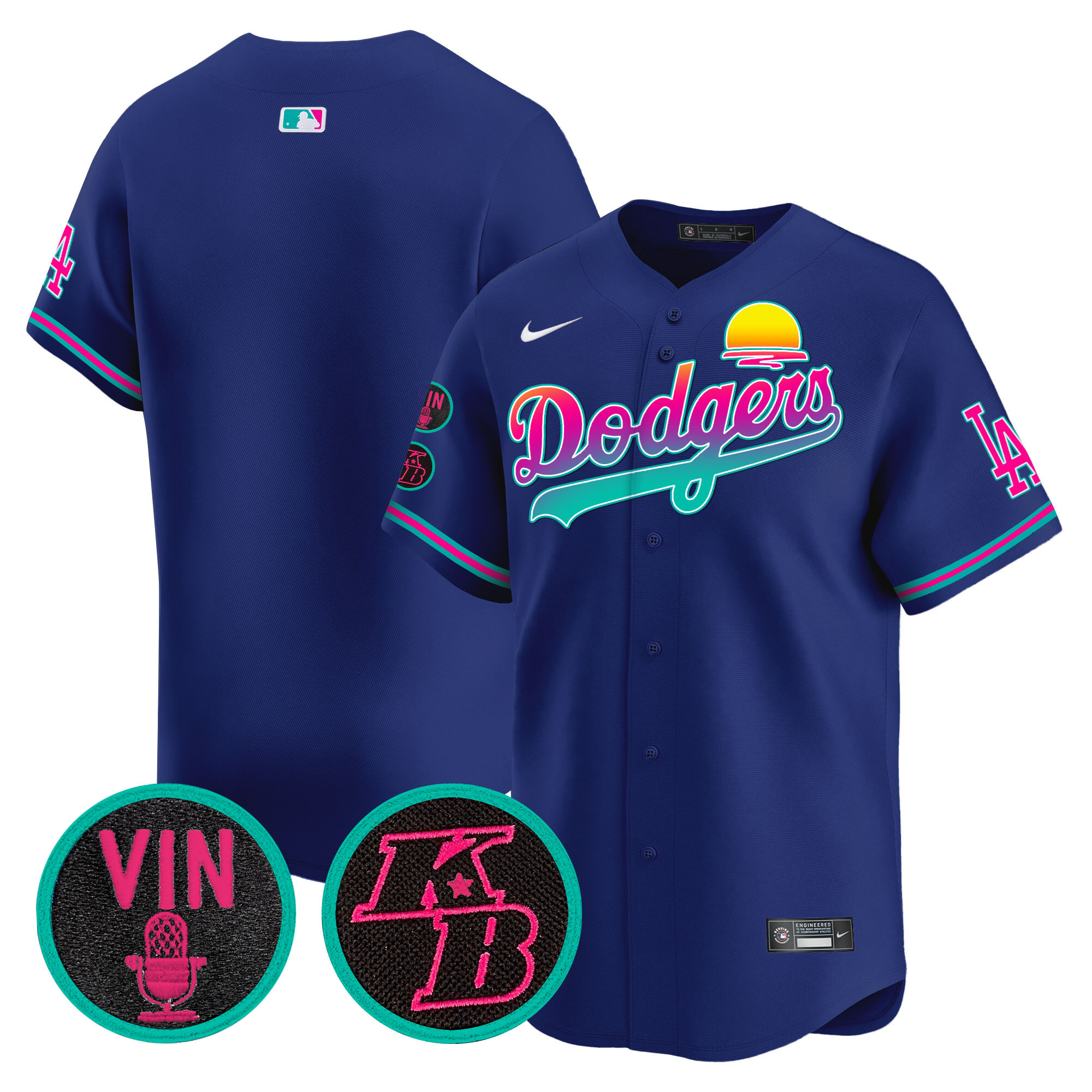 Team Men's Los Angeles Dodgers Vin & Kobe Patch Gold Trim Vapor Premier Limited LA City Jersey - All Stitched