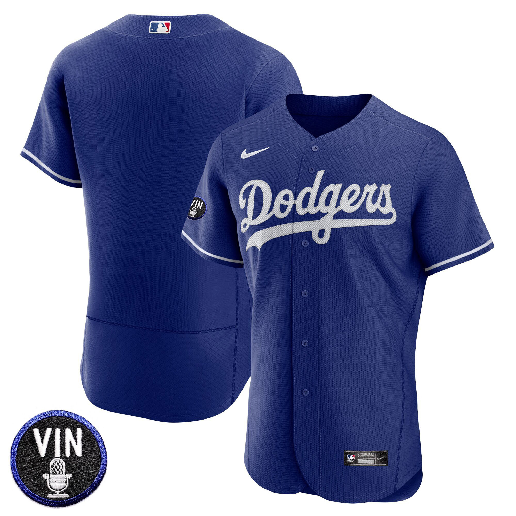 Team Men's Los Angeles Dodgers Vin Scully Patch Flex Base Royal Jersey - All Stitched
