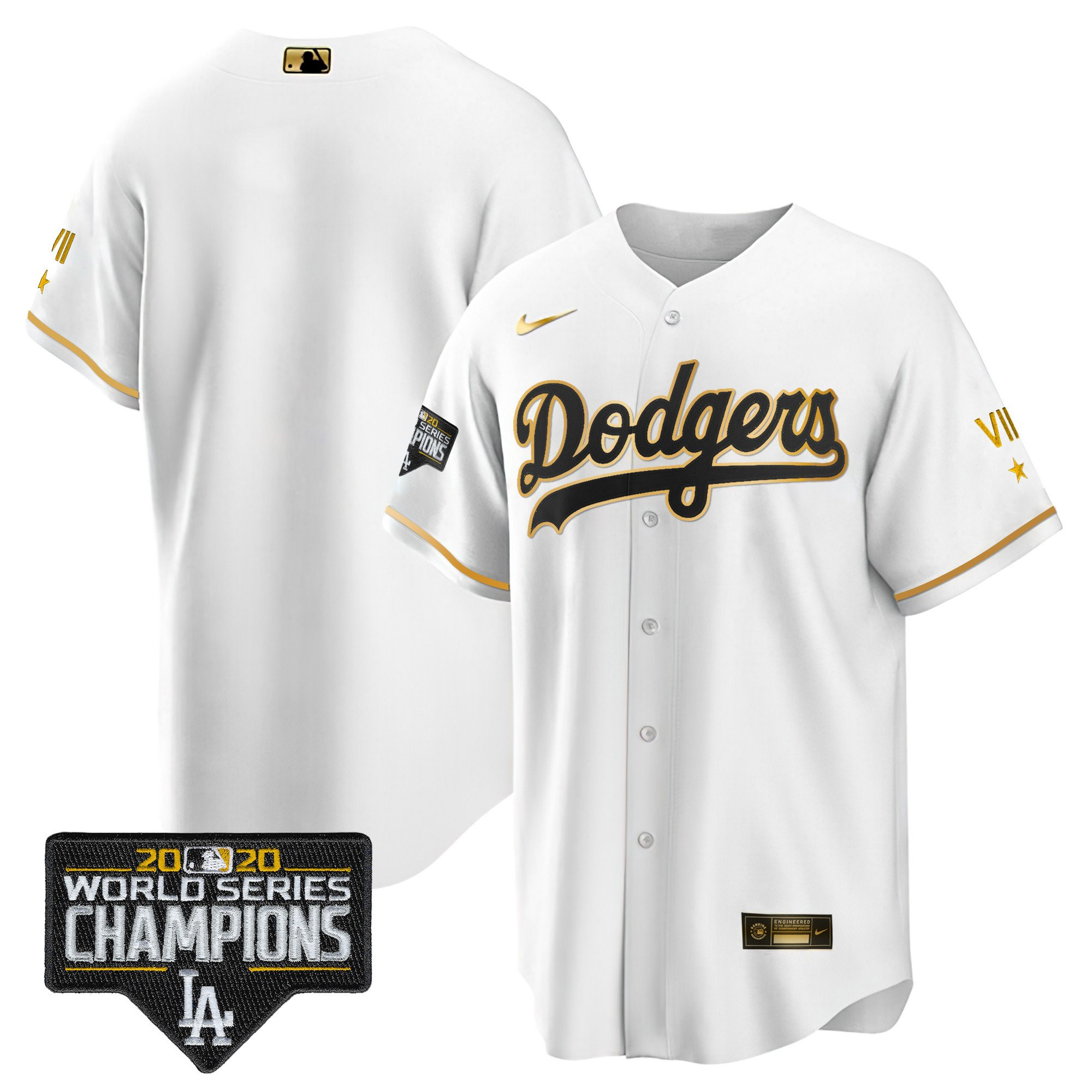 Team Men's Los Angeles Dodgers World Series 2020 Gold Cool White Jersey - All Stitched