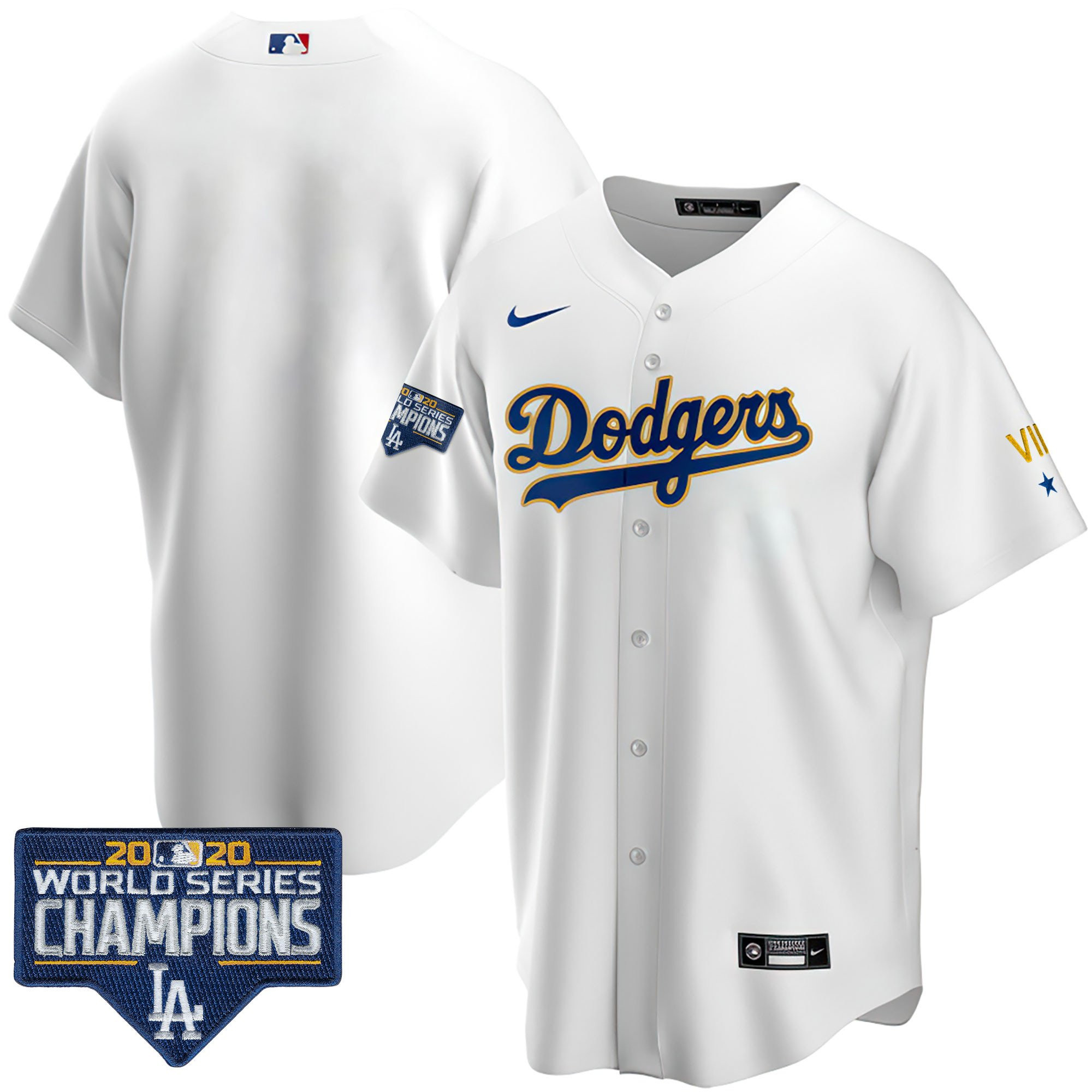 Team Men's Los Angeles Dodgers World Series Patch Gold Limited Cool White Jersey - All Stitched