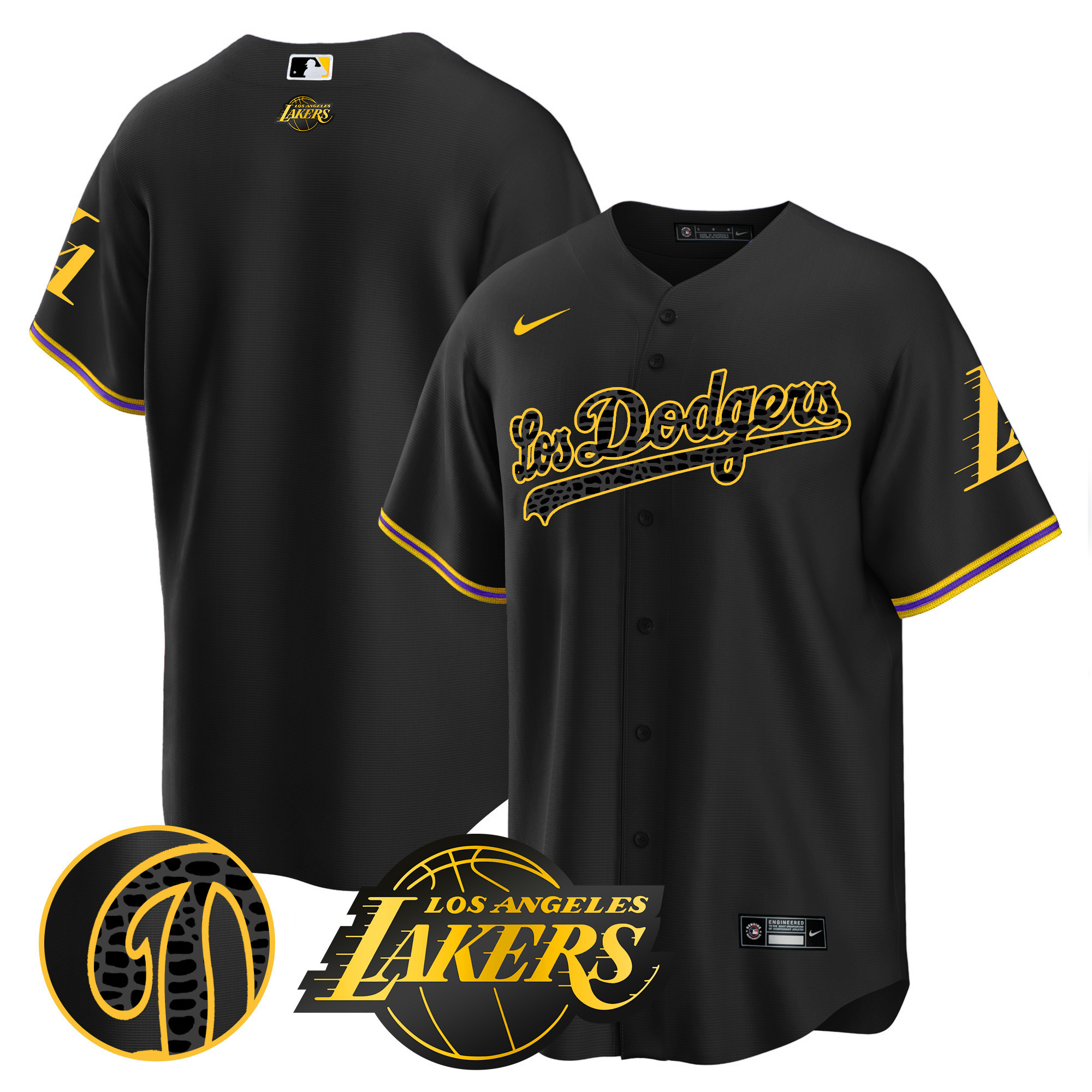 Team Men's Los Los Angeles Dodgers Cool Base Mamba Black Jersey - All Stitched