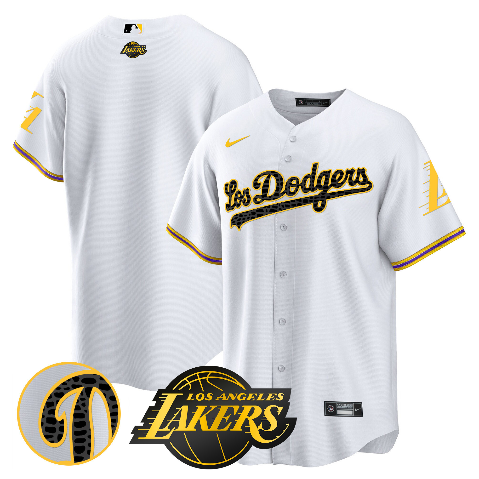 Team Men's Los Los Angeles Dodgers Cool Base Mamba White Jersey - All Stitched
