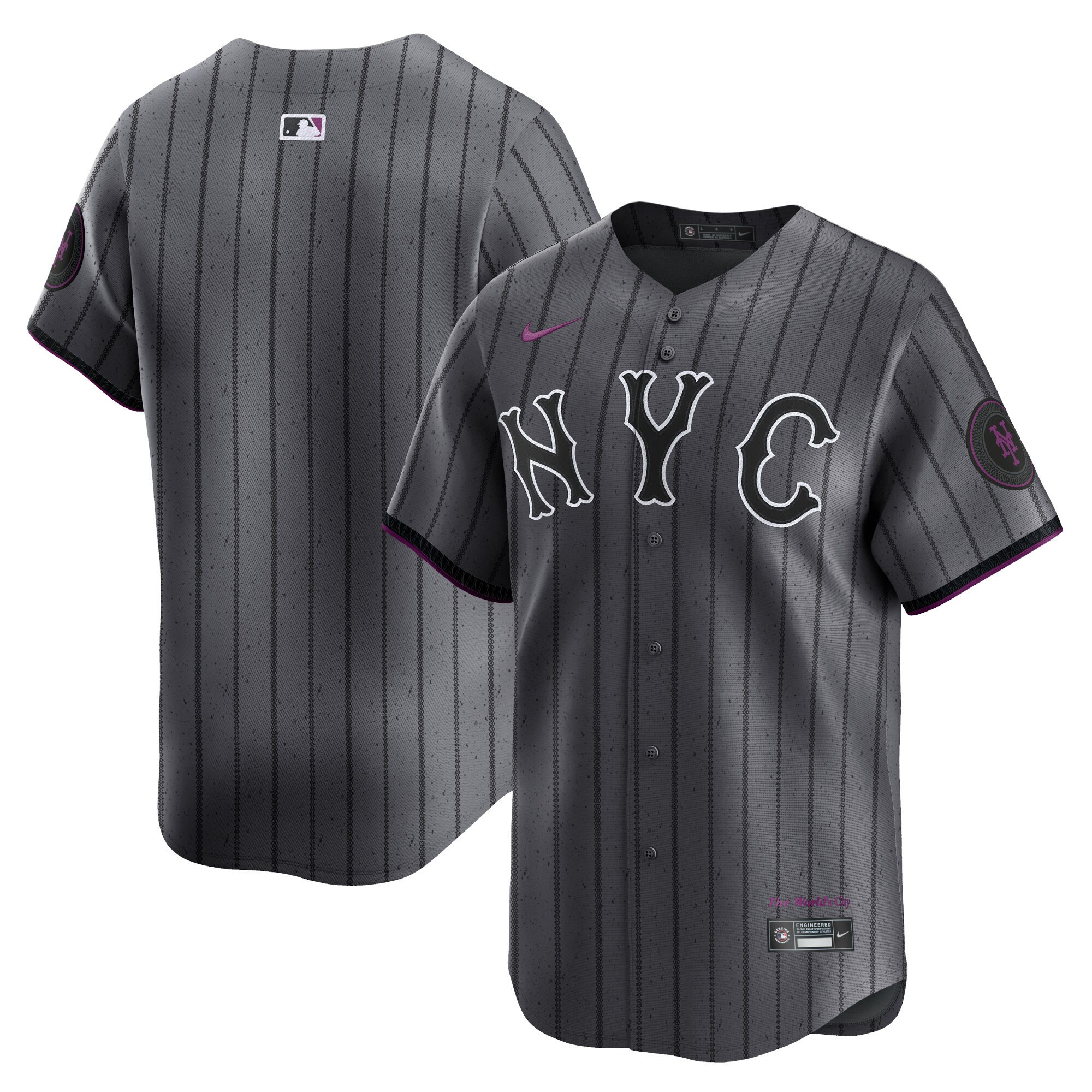 Team Men's New York Mets 2024 City Connect Vapor Premier Limited - Graphite Jersey - All Stitched