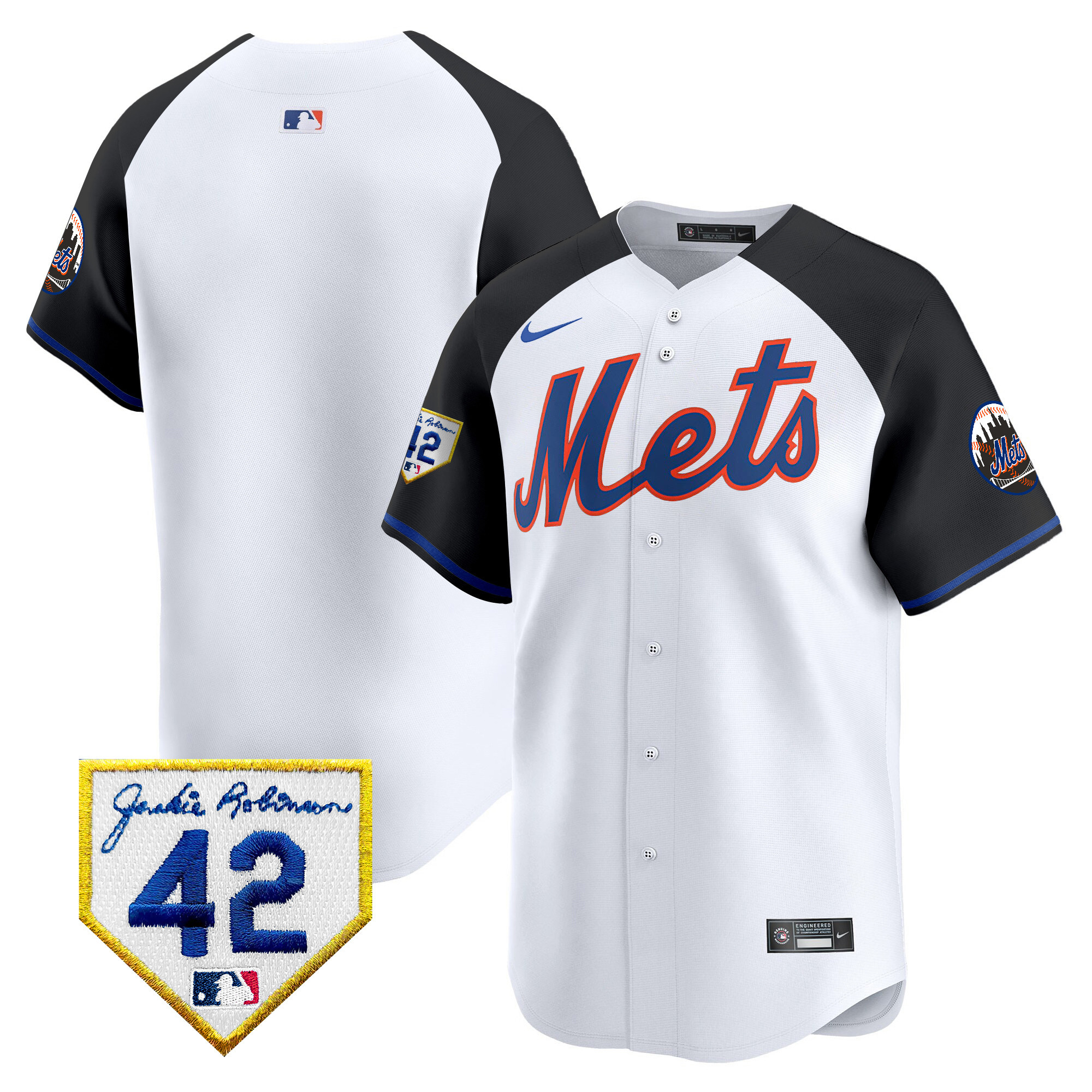 Team Men's New York Mets 2024 Jackie Robinson Patch Vapor Premier Limited Alternate Jersey - All Stitched