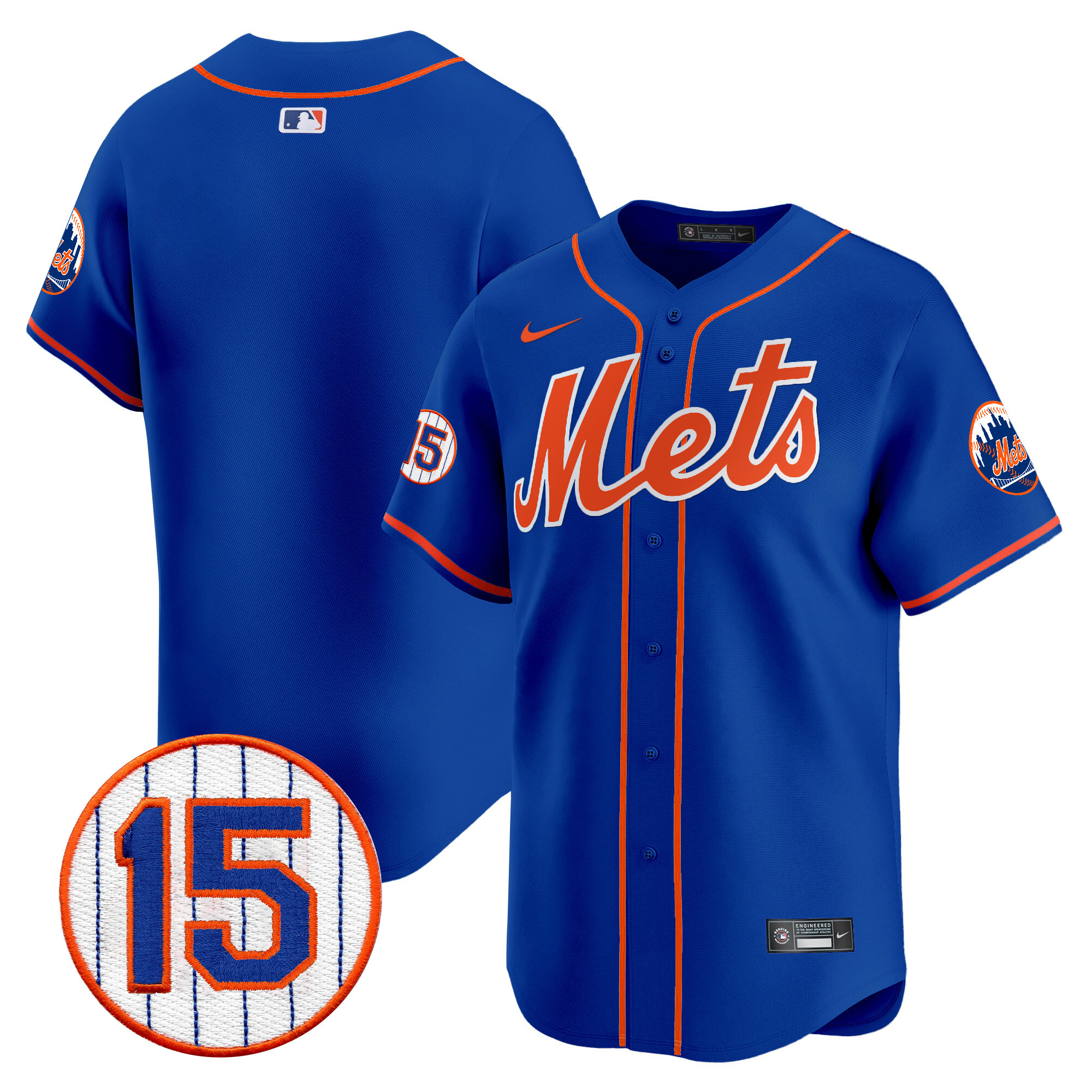 Team Men's New York Mets Jerry Grote Patch Vapor Premier Limited Royal Jersey - All Stitched