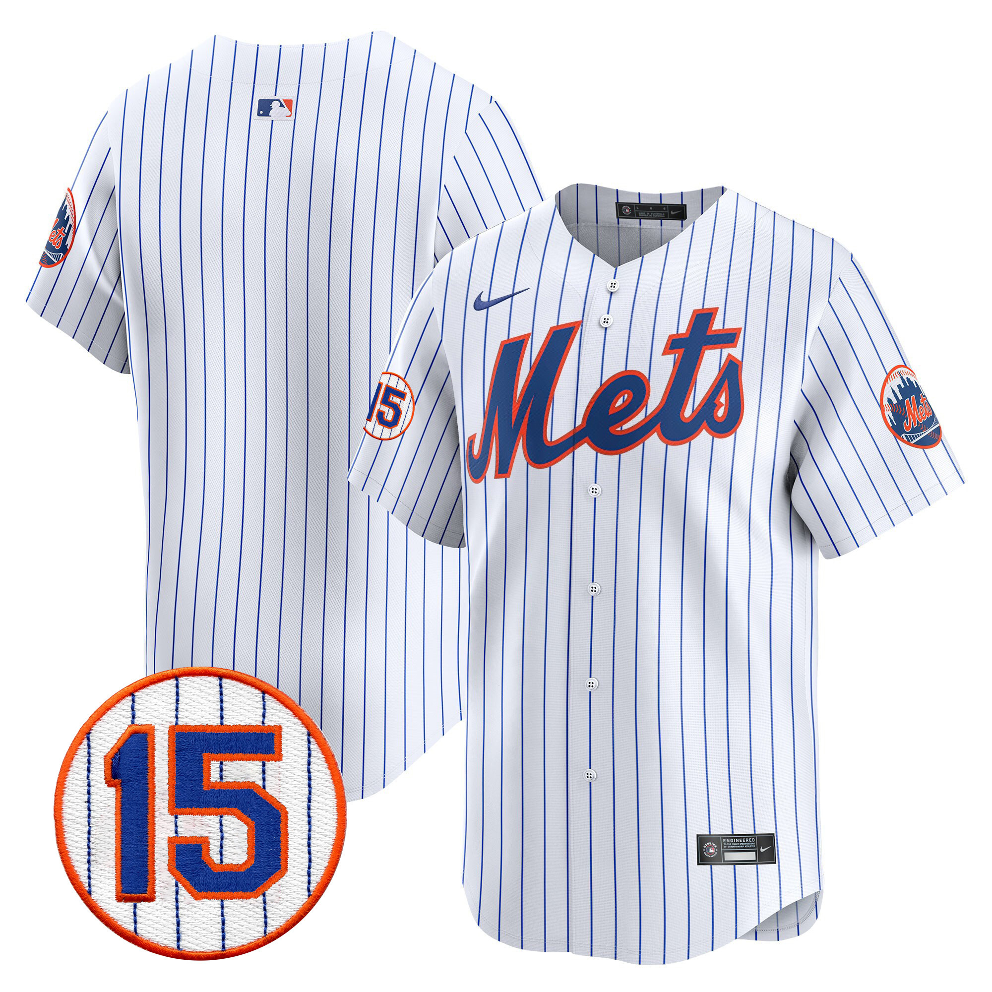 Team Men's New York Mets Jerry Grote Patch Vapor Premier Limited White Jersey - All Stitched