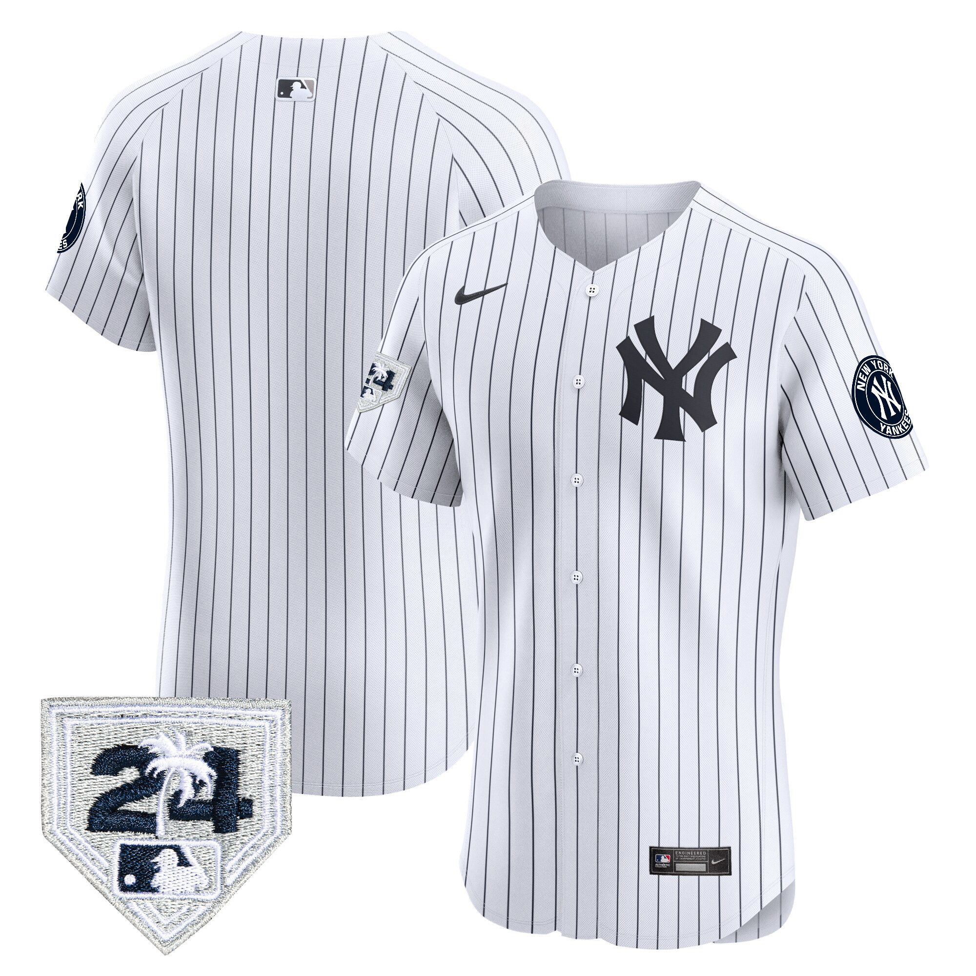 Team Men's New York Yankees 2024 Spring Training Patch Vapor Premier Elite V2 White Jersey - All Stitched