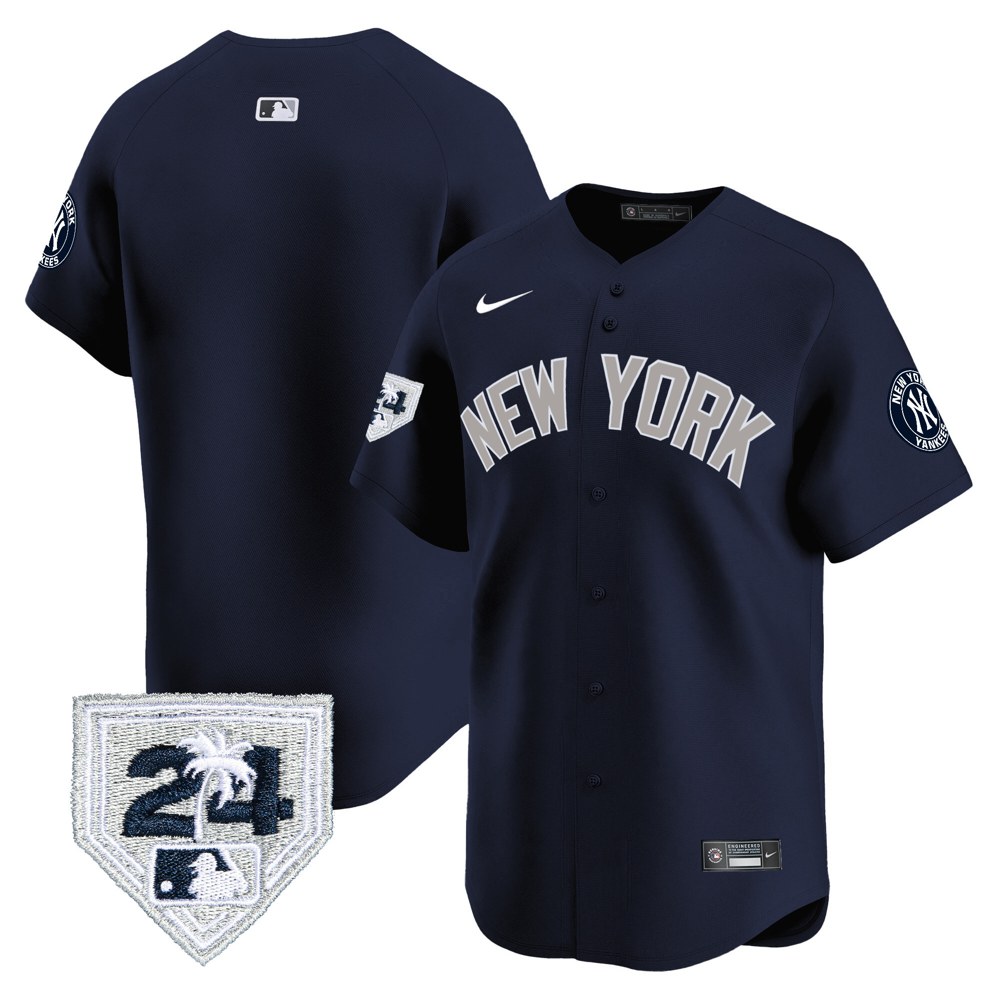Team Men's New York Yankees 2024 Spring Training Patch Vapor Premier Limited V2 Alternate Jersey - All Stitched