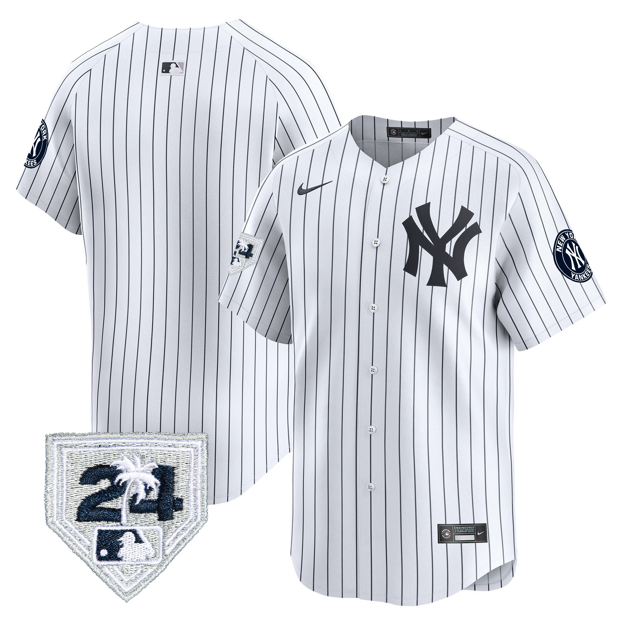 Team Men's New York Yankees 2024 Spring Training Patch Vapor Premier Limited V2 White Jersey - All Stitched
