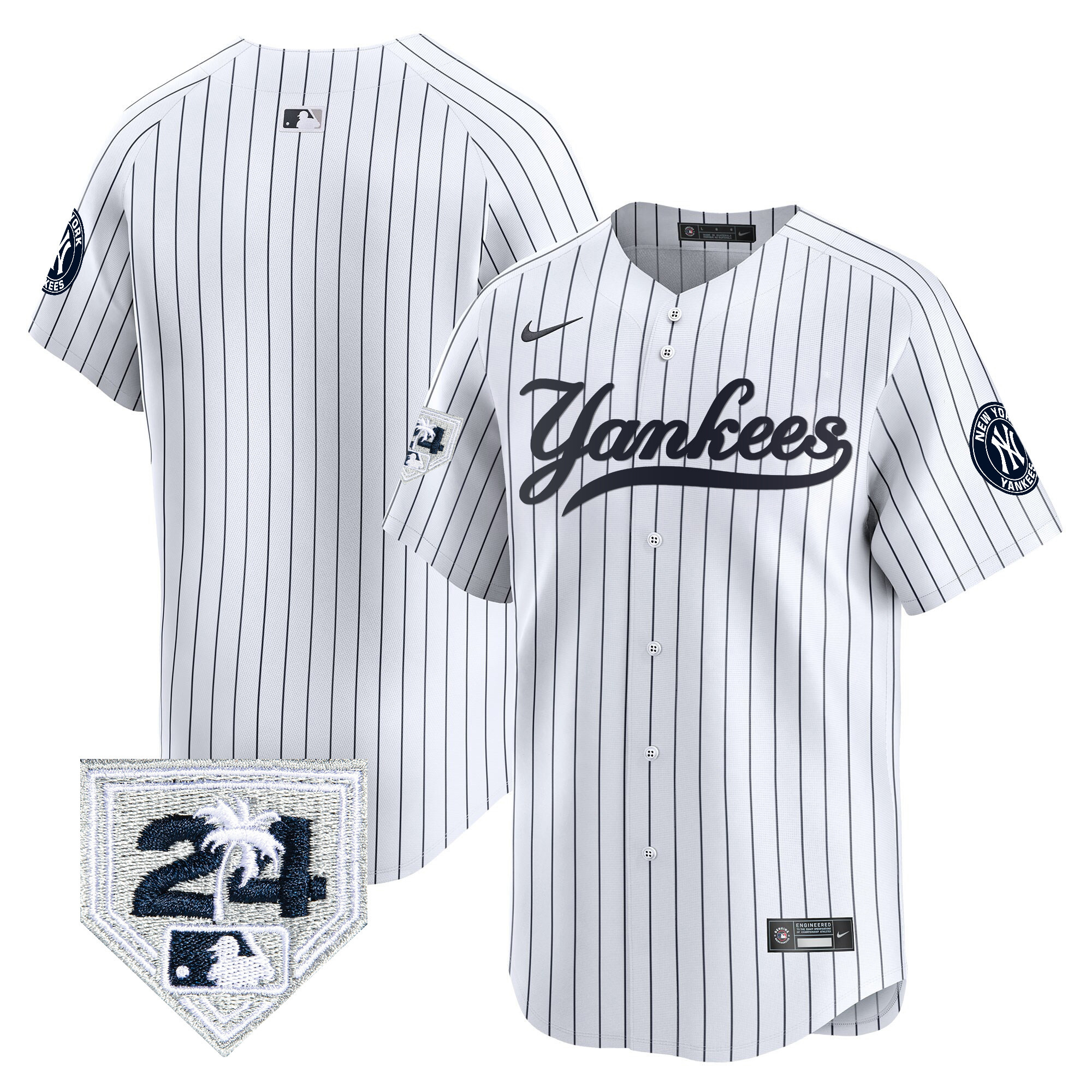 Team Men's New York Yankees 2024 Spring Training Patch Vapor Premier Limited V6 White Jersey - All Stitched