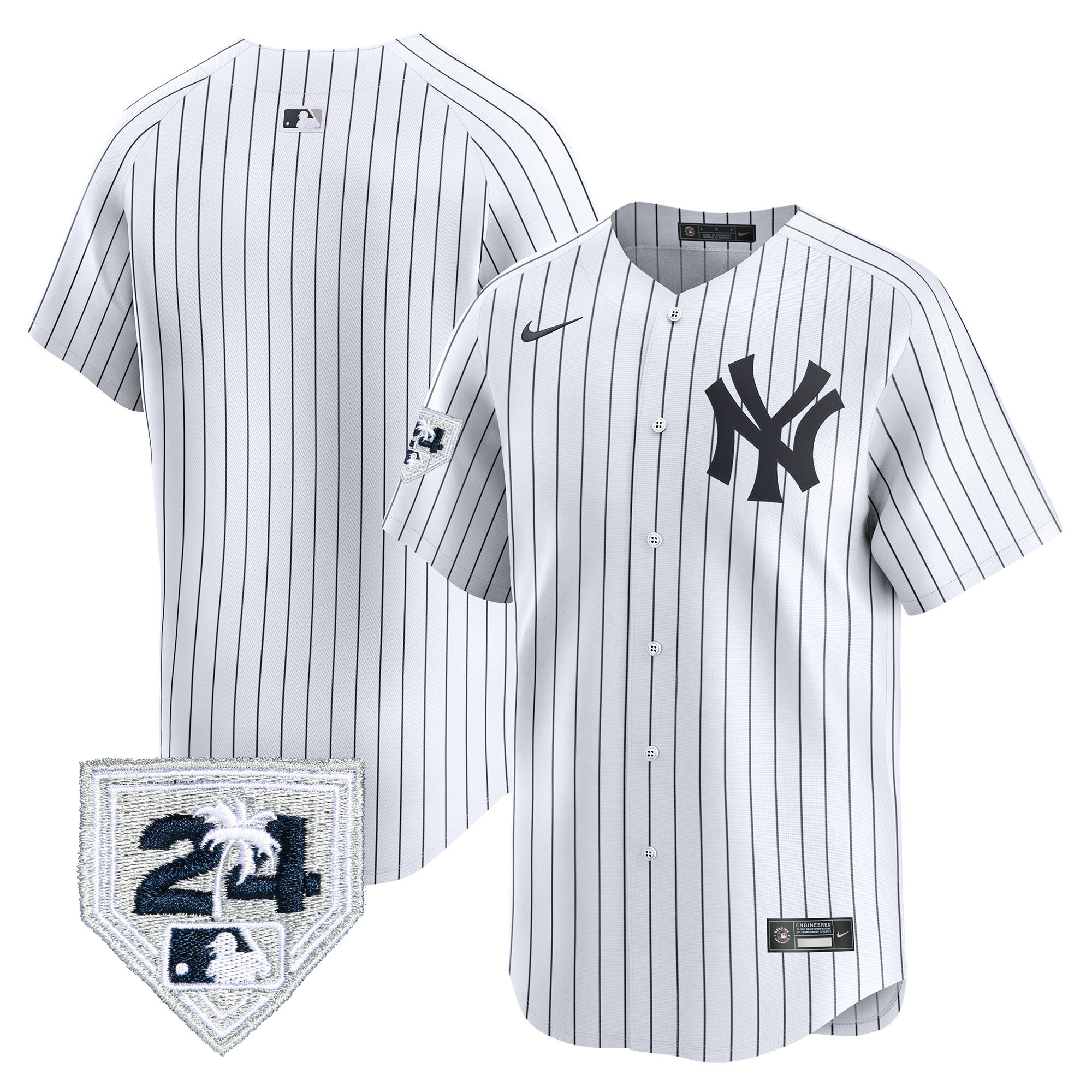 Team Men's New York Yankees 2024 Spring Training Patch Vapor Premier Limited White Jersey - All Stitched
