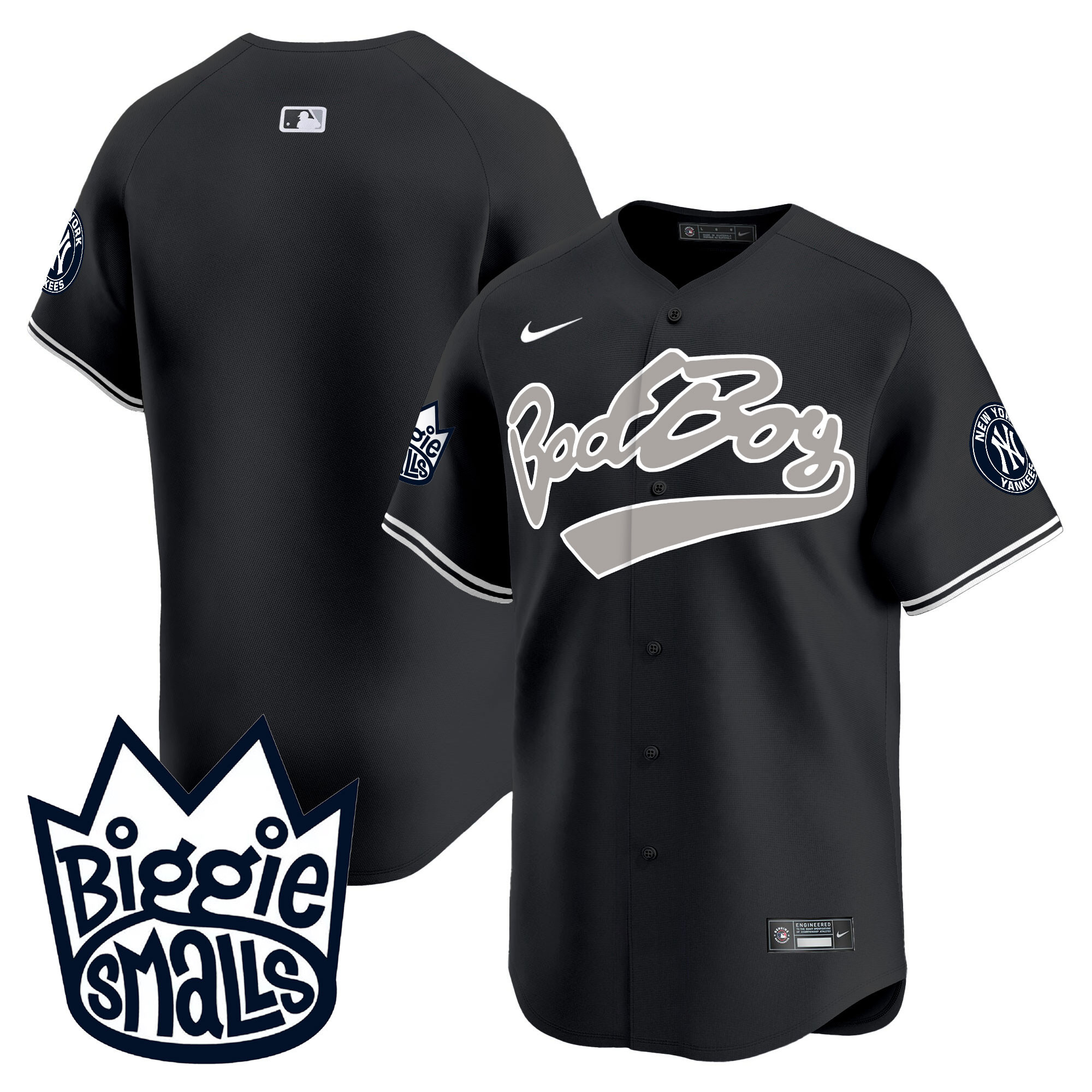 Team Men's New York Yankees Biggie Smalls Vapor Premier Limited Black Jersey - All Stitched