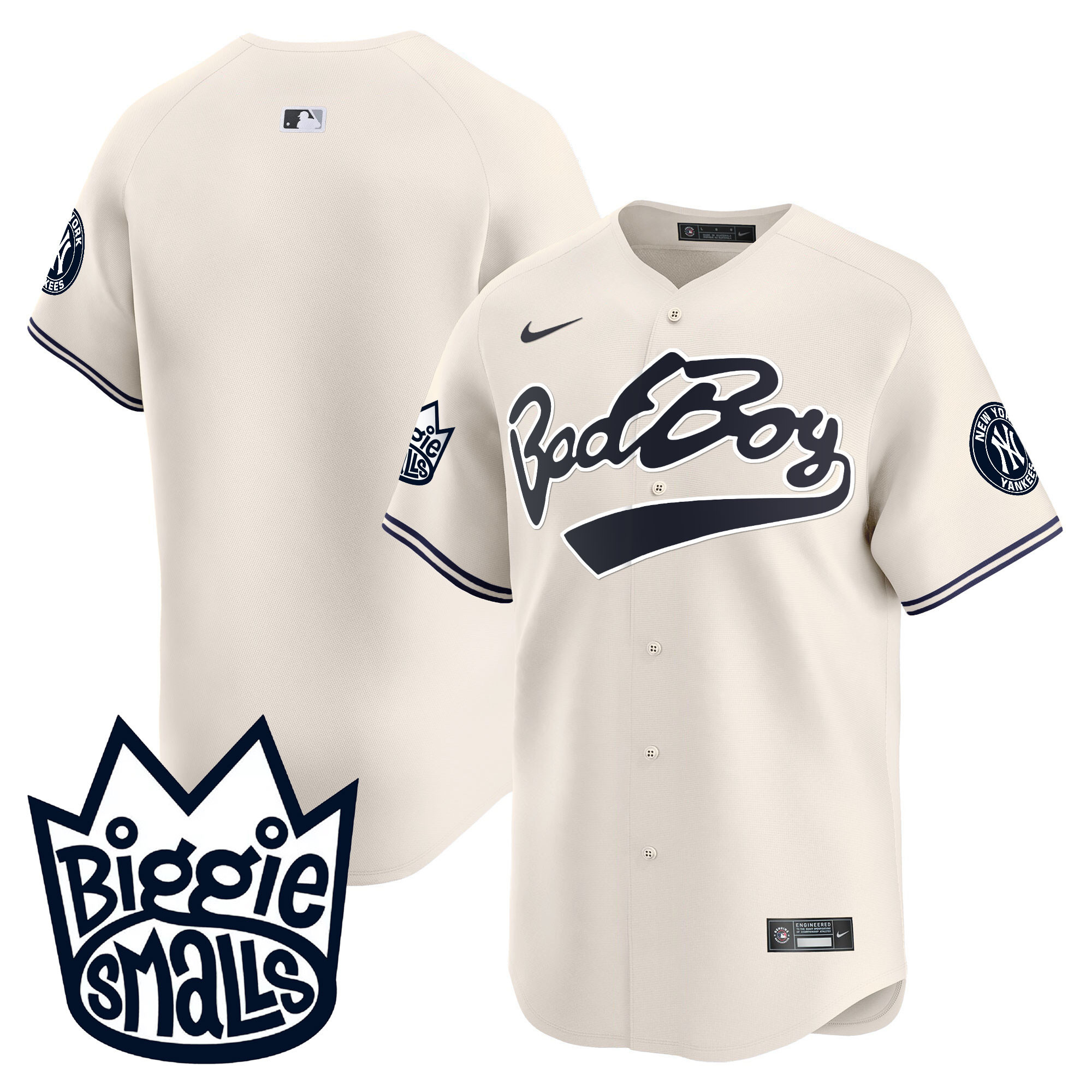 Team Men's New York Yankees Biggie Smalls Vapor Premier Limited Cream Jersey - All Stitched