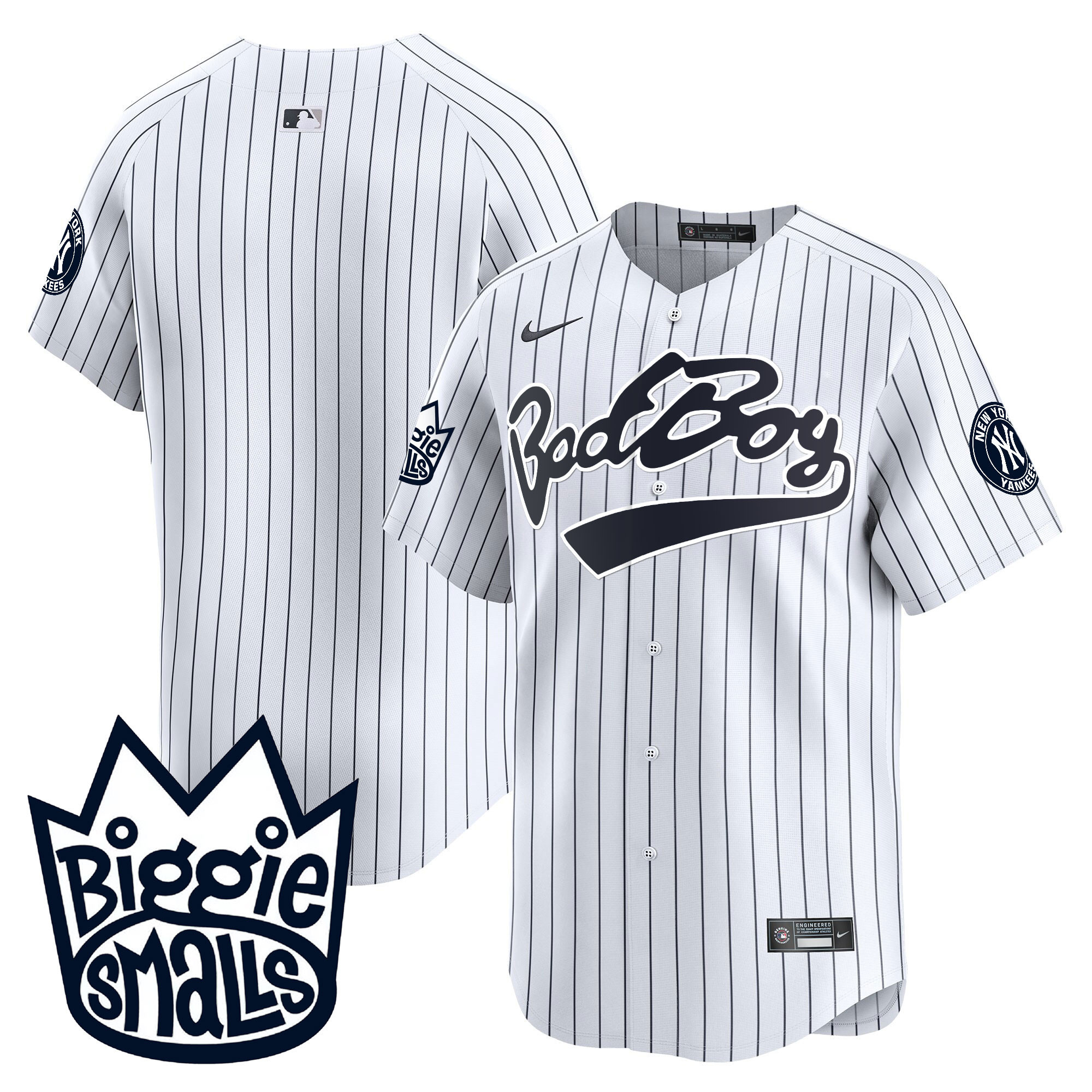Team Men's New York Yankees Biggie Smalls Vapor Premier Limited White Jersey - All Stitched