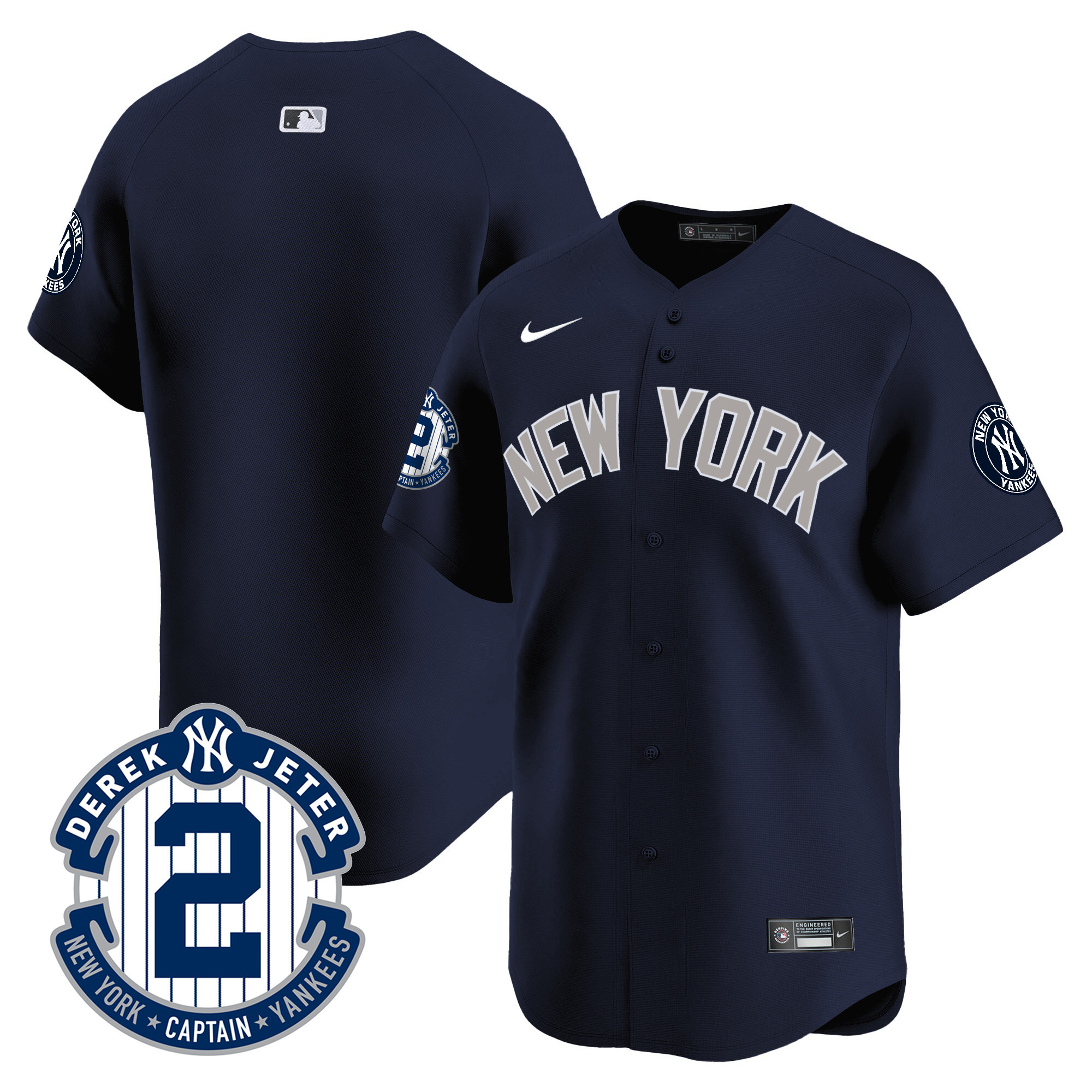 Team Men's New York Yankees Derek Jeter Patch Vapor Premier Limited Alternate Jersey - All Stitched