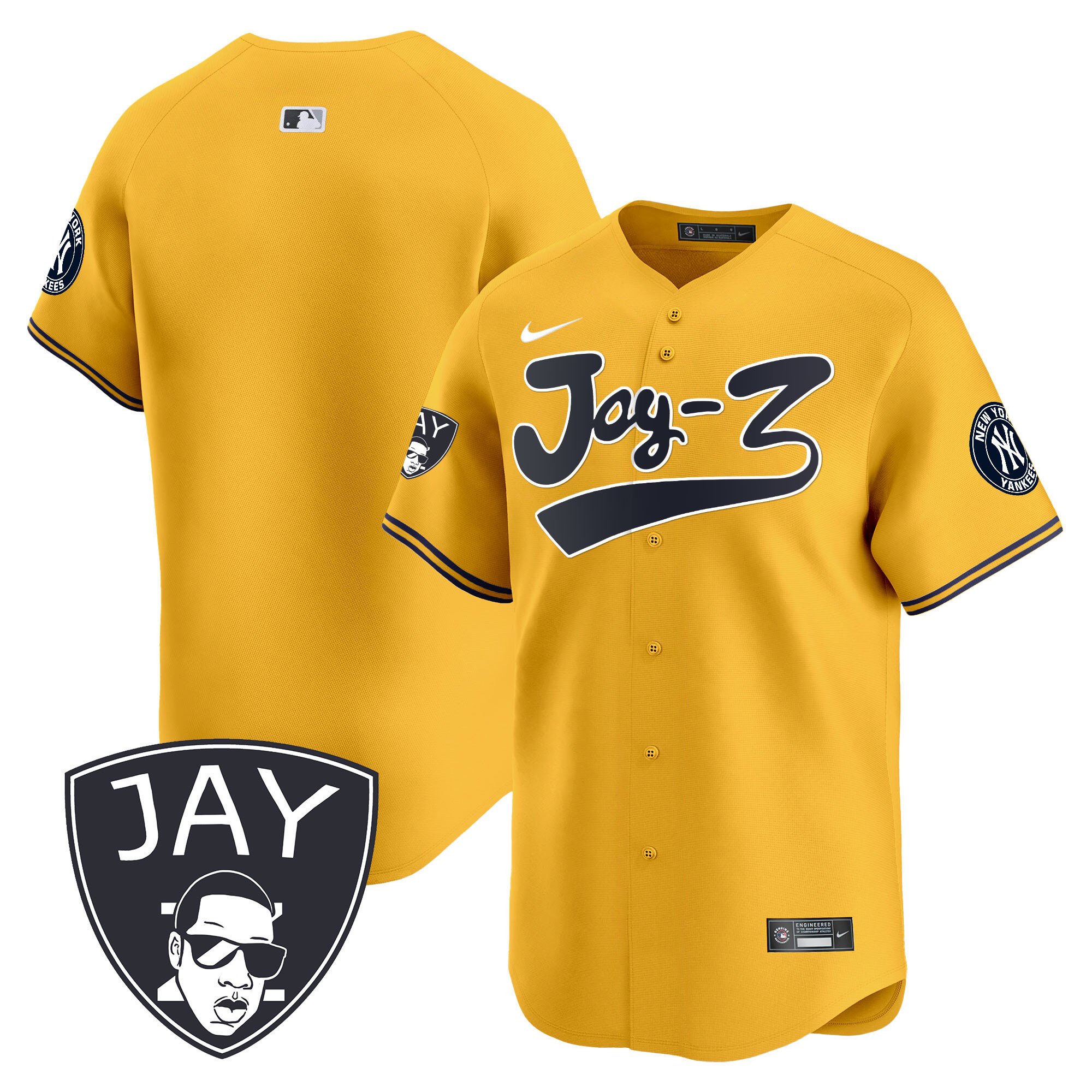 Team Men's New York Yankees Jay-Z Vapor Premier Limited V2 Gold Jersey - All Stitched