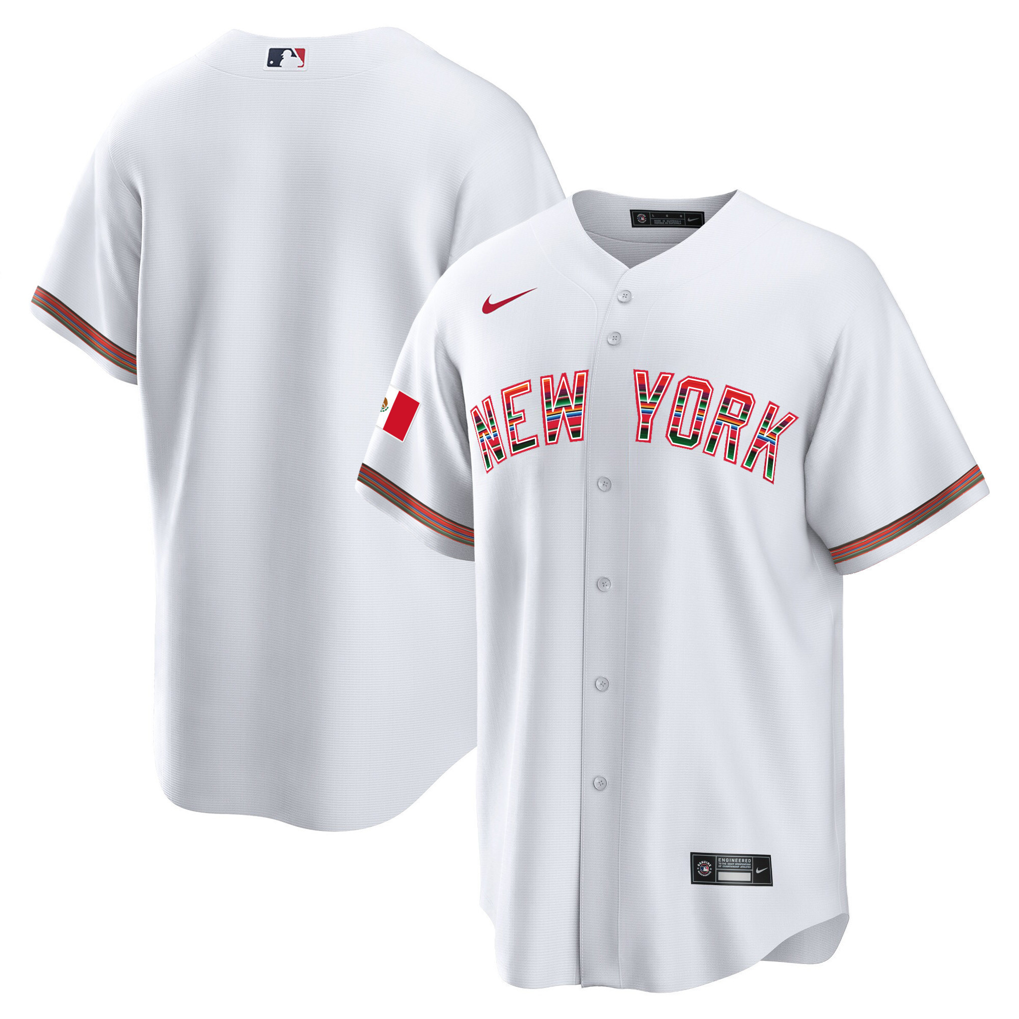 Team Men's New York Yankees Mexico Cool Base White Jersey - All Stitched