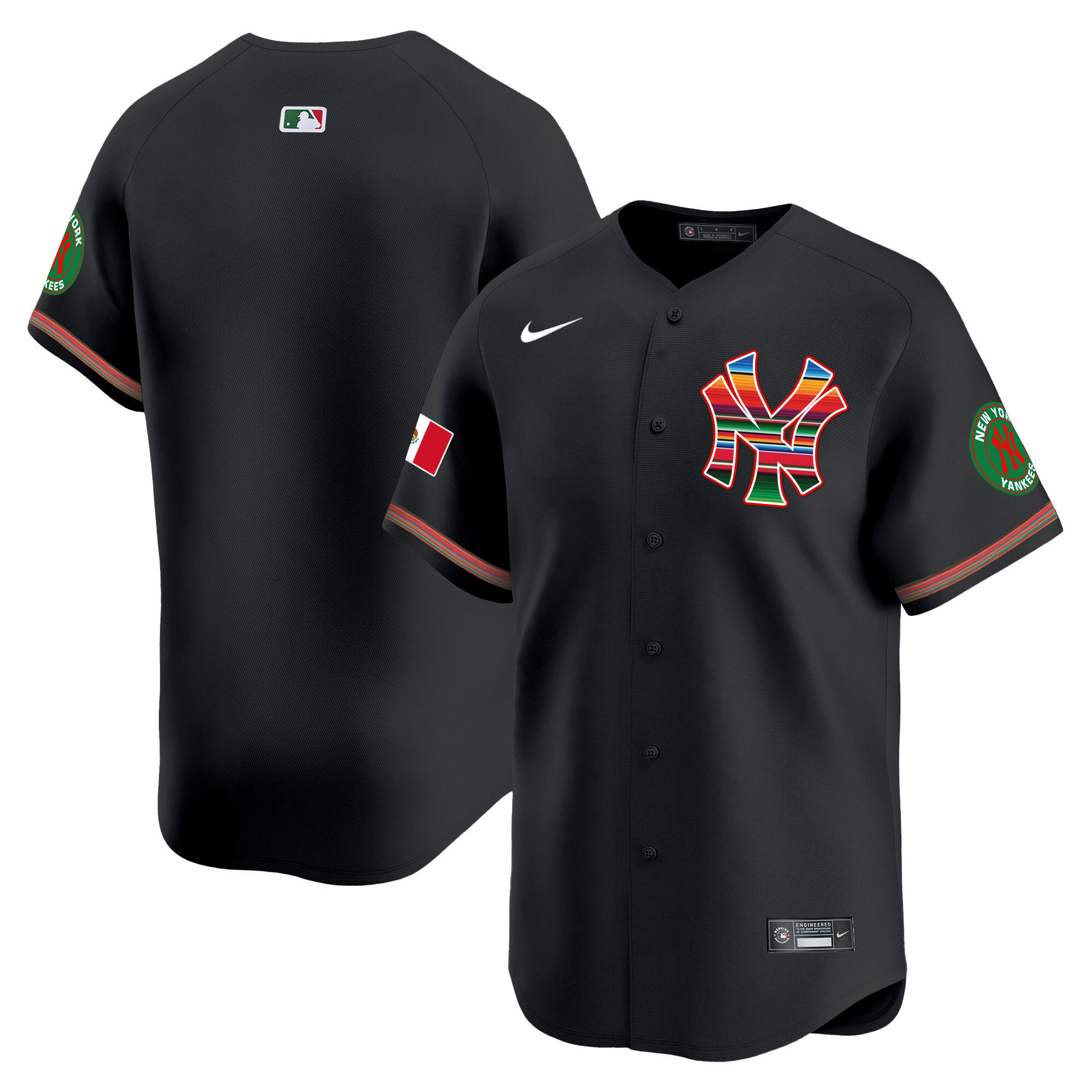 Team Men's New York Yankees Mexico Vapor Premier Limited Black Jersey - All Stitched