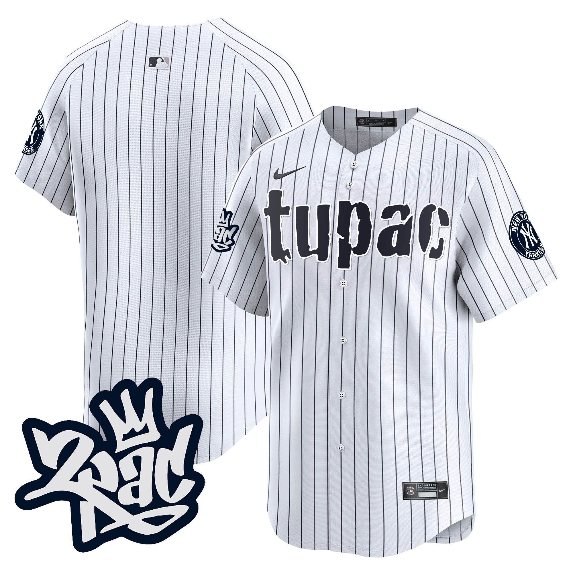 Team Men's New York Yankees Tupac Shakur Vapor Premier Limited White Jersey - All Stitched