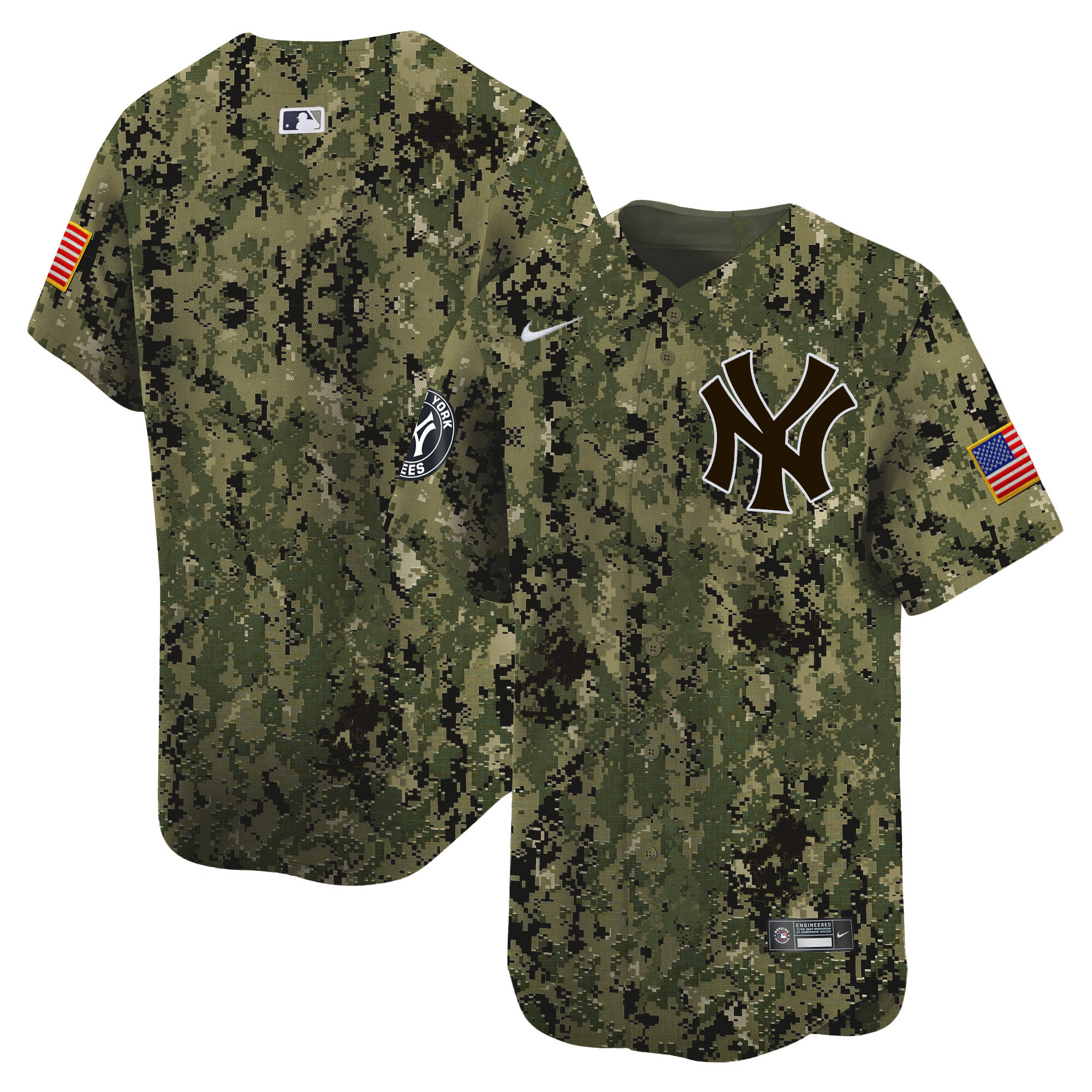 Team Men's New York Yankees USMC Alternate Vapor Premier Limited Woodland Jersey - All Stitched