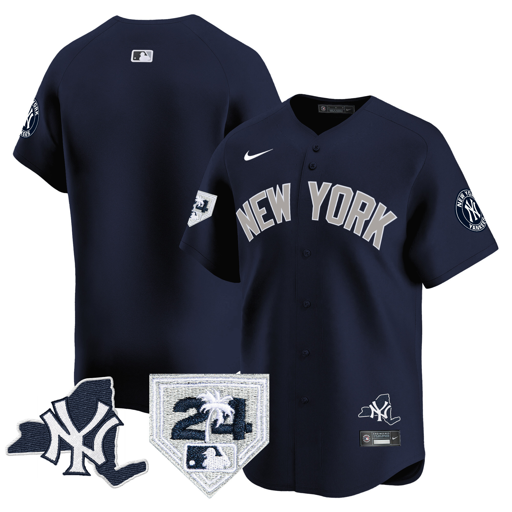 Team Men's New York Yankees Vapor Premier Limited - New York Patch Alternate Jersey - All Stitched