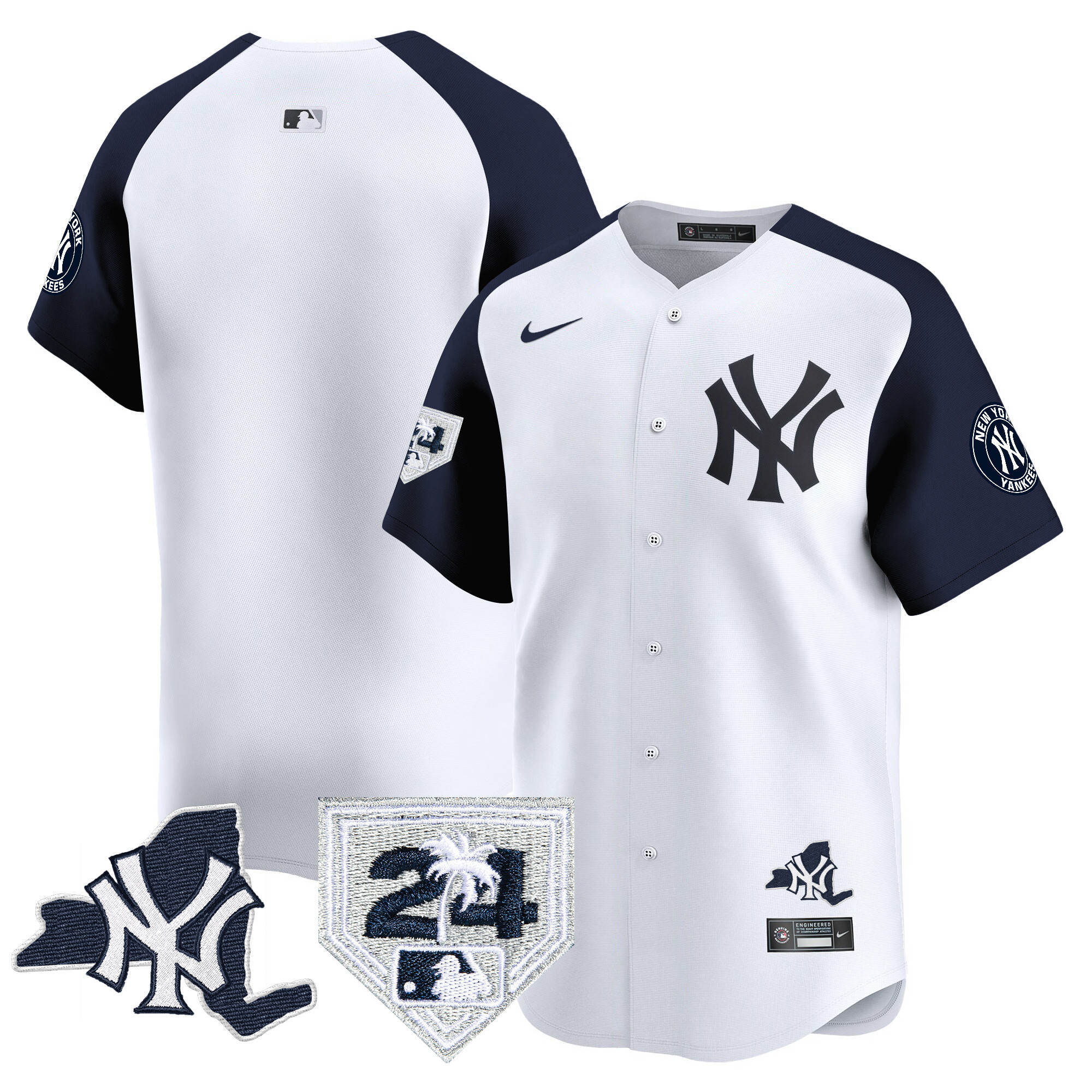 Team Men's New York Yankees Vapor Premier Limited - New York Patch White Alternate Jersey - All Stitched