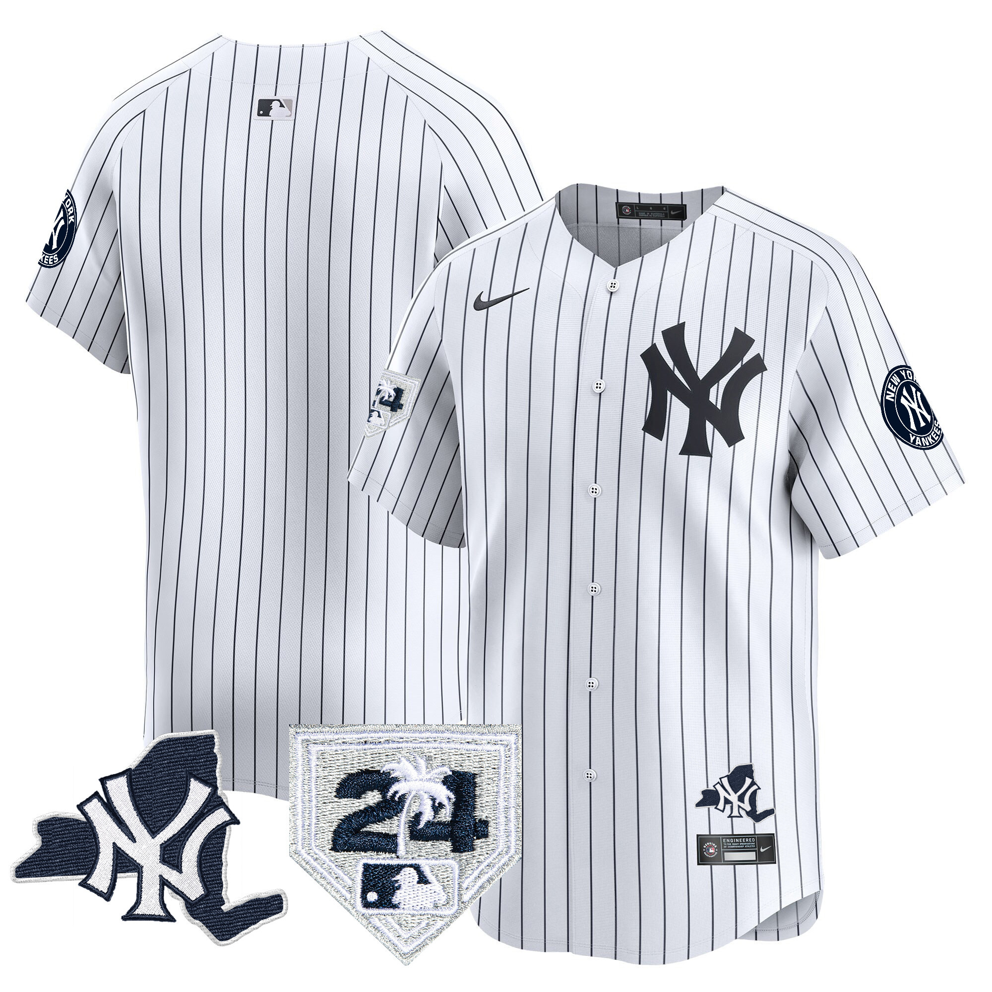 Team Men's New York Yankees Vapor Premier Limited - New York Patch White Jersey - All Stitched