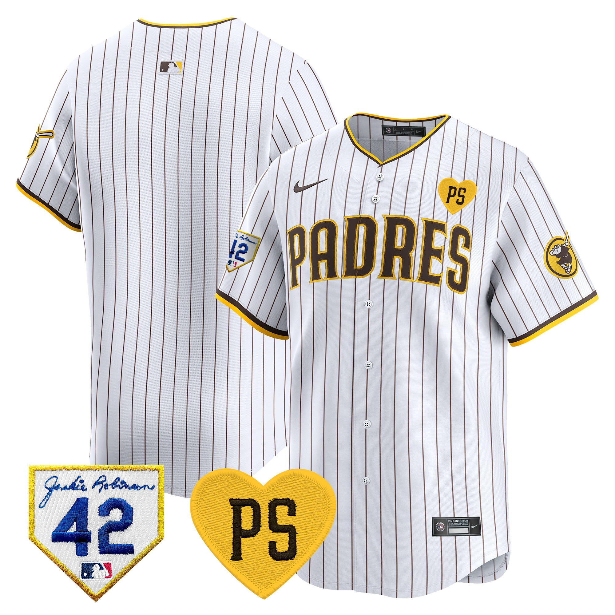 Team Men's San Diego Padres 2024 "For Peter" & Robinson Patch Vapor Premier Limited White Jersey - All Stitched