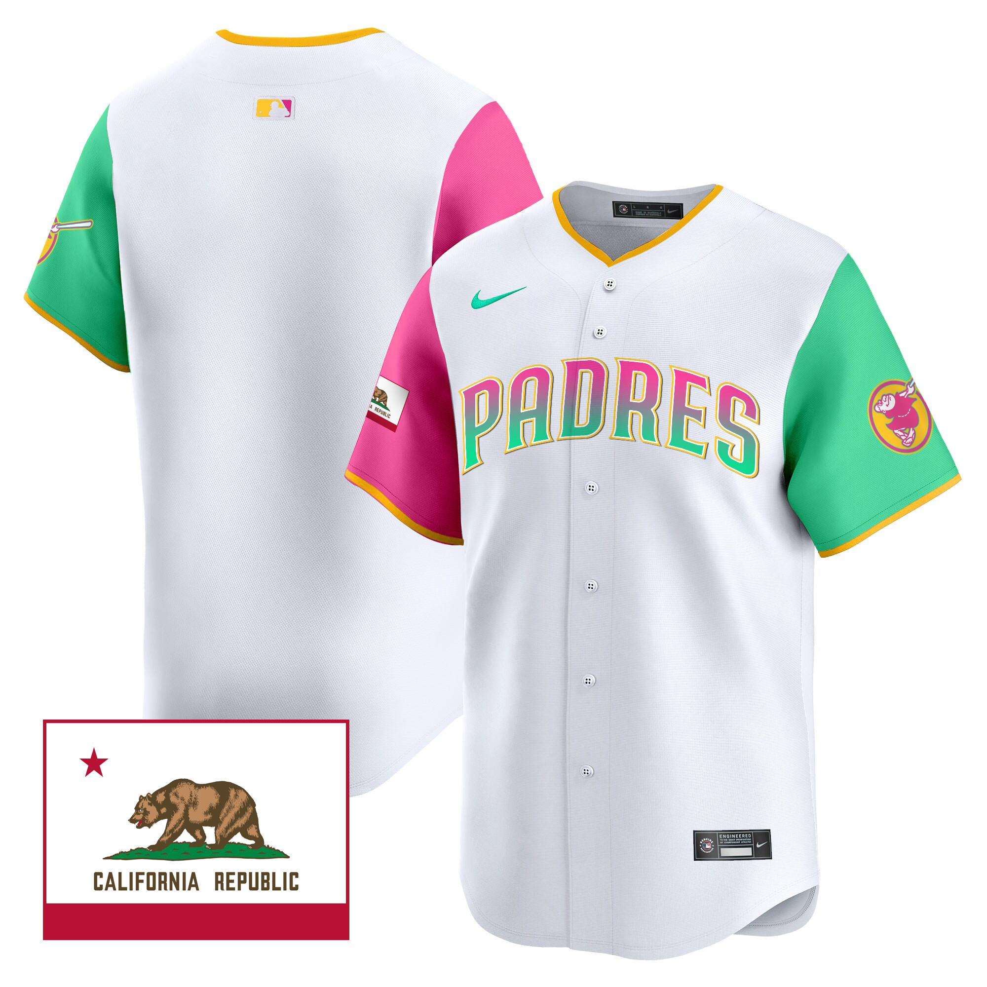 Team Men's San Diego Padres 2024 San Diego City Style Vapor Premier Limited V2 Color Sleeves Jersey - All Stitched