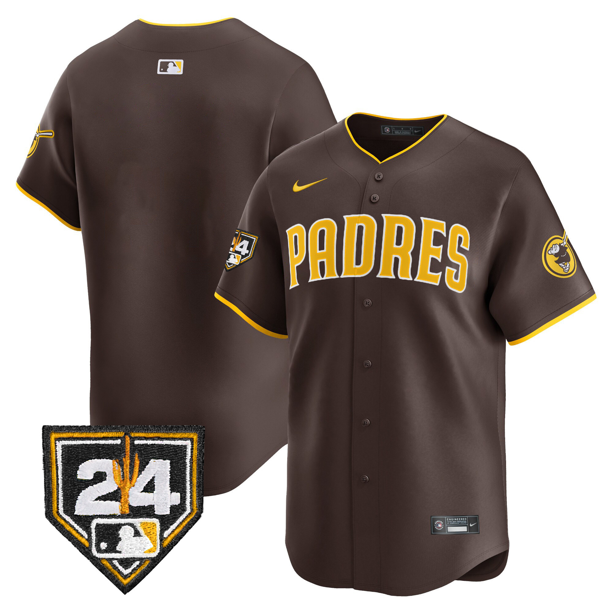 Team Men's San Diego Padres 2024 Spring Training Patch Vapor Premier Limited Brown Jersey - All Stitched