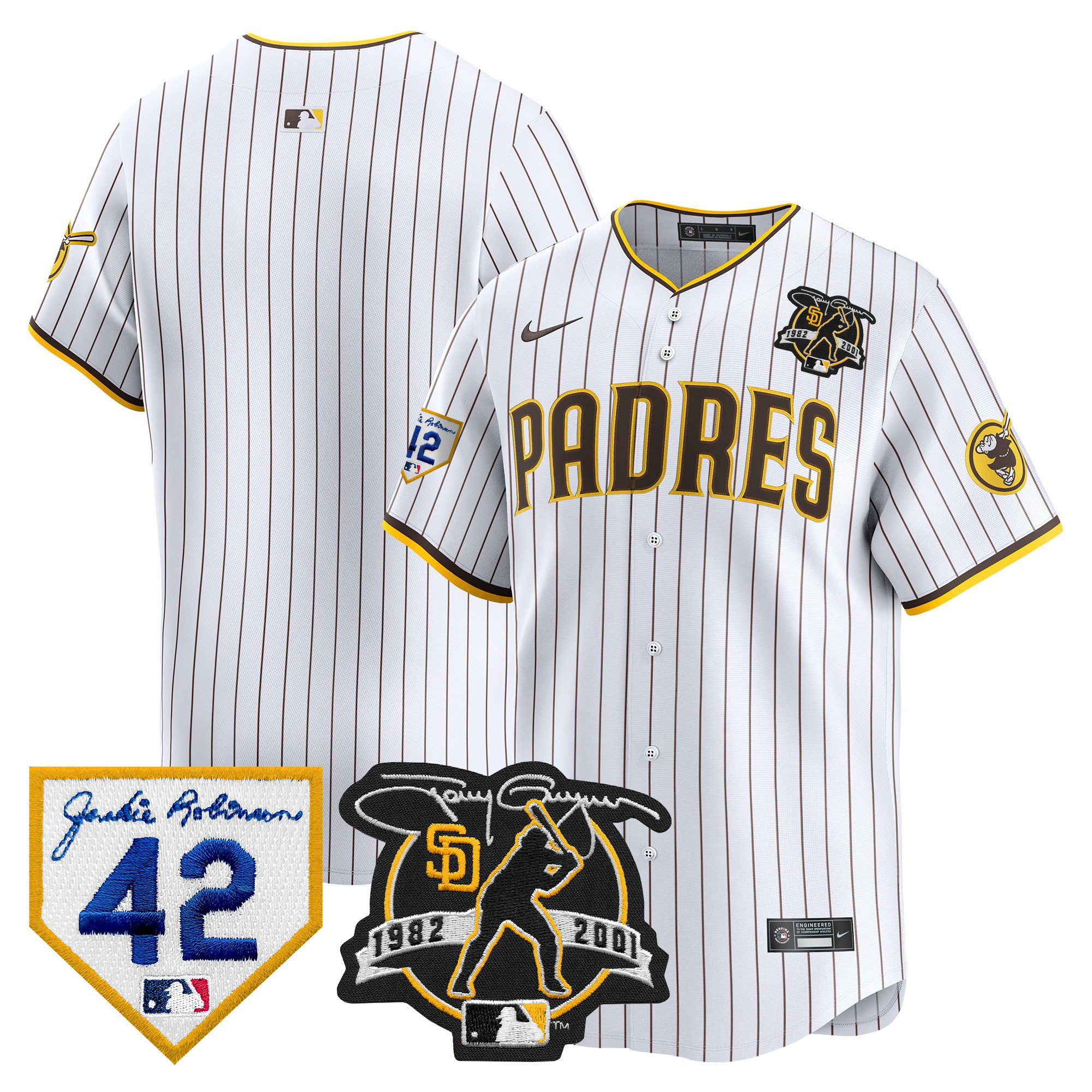 Team Men's San Diego Padres 2024 Tony Gwynn & Robinson Patch Vapor Premier Limited White Jersey - All Stitched