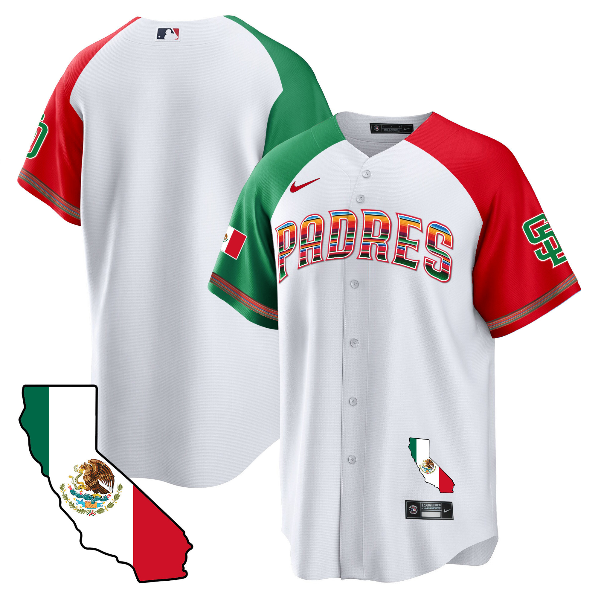 Team Men's San Diego Padres California Map Cool Base Alternate Jersey - All Stitched