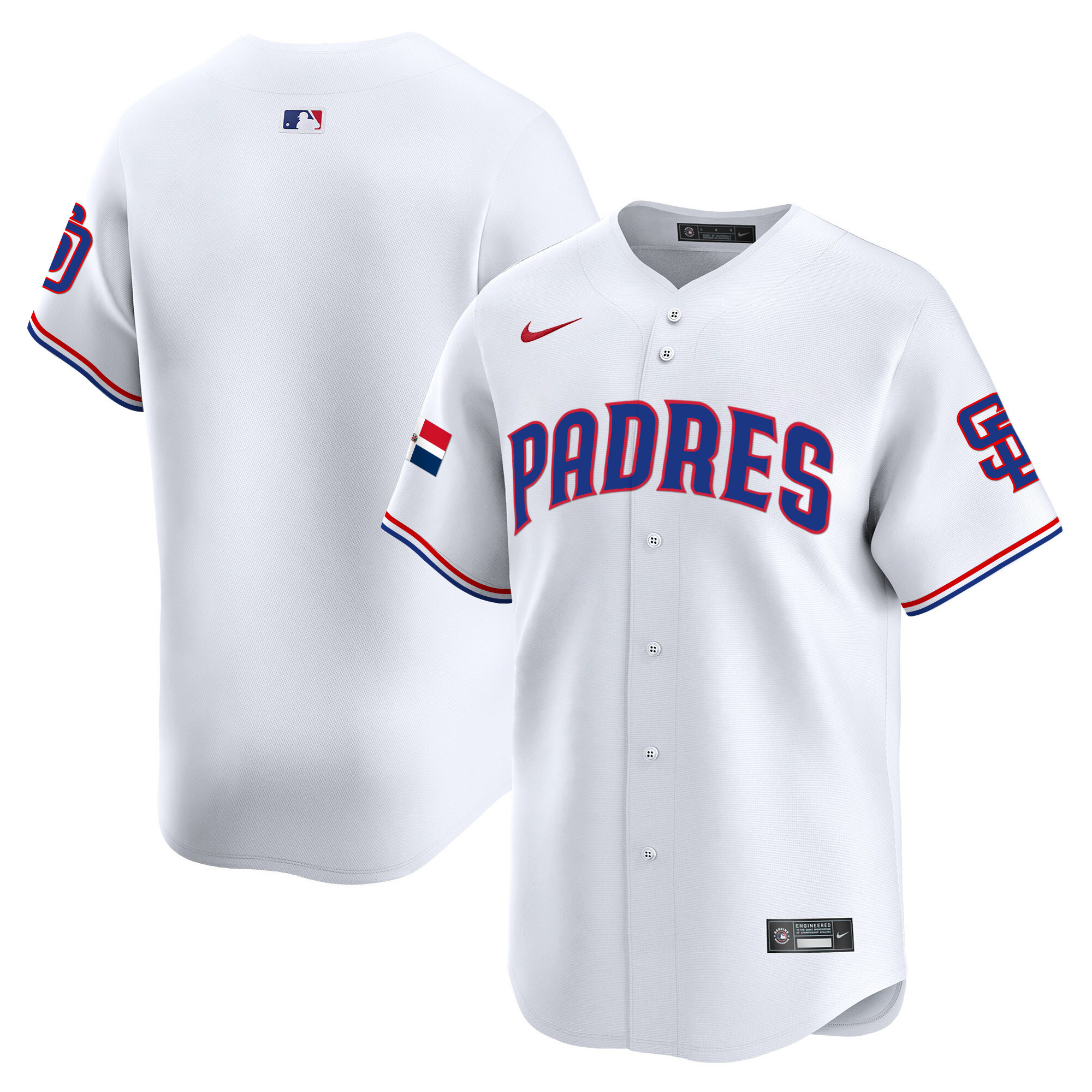 Team Men's San Diego Padres Dominican Republic Vapor Premier Limited White Jersey - All Stitched