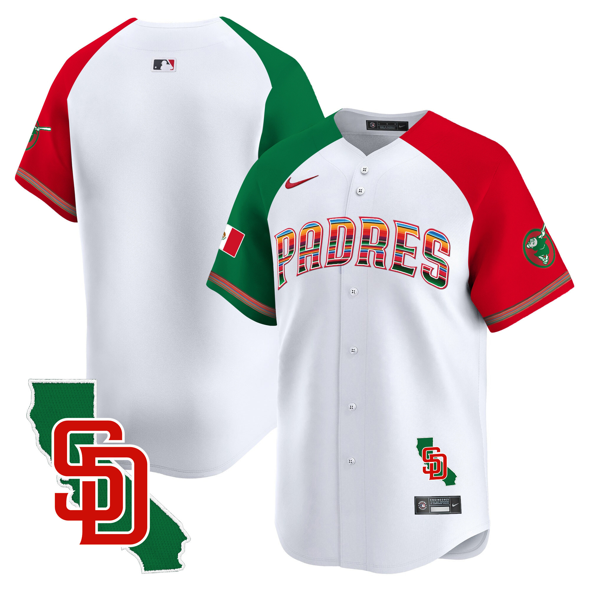 Team Men's San Diego Padres Mexico California Patch Vapor Premier Limited Alternate Jersey - All Stitched