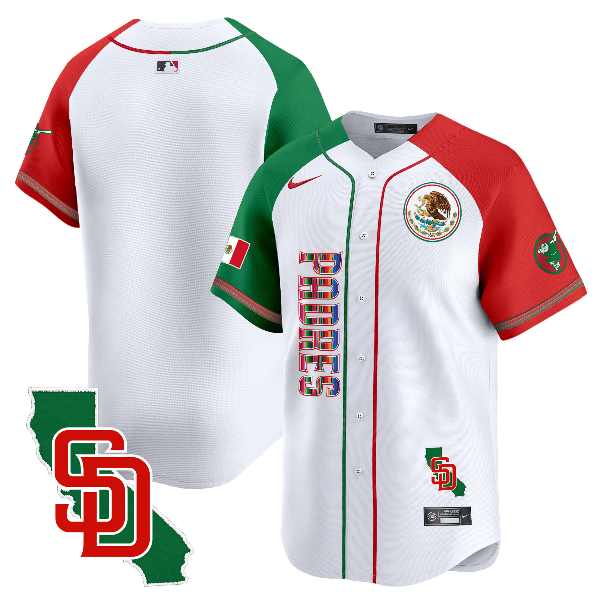 Team Men's San Diego Padres Mexico California Patch Vapor Premier Limited V2 Alternate Jersey - All Stitched