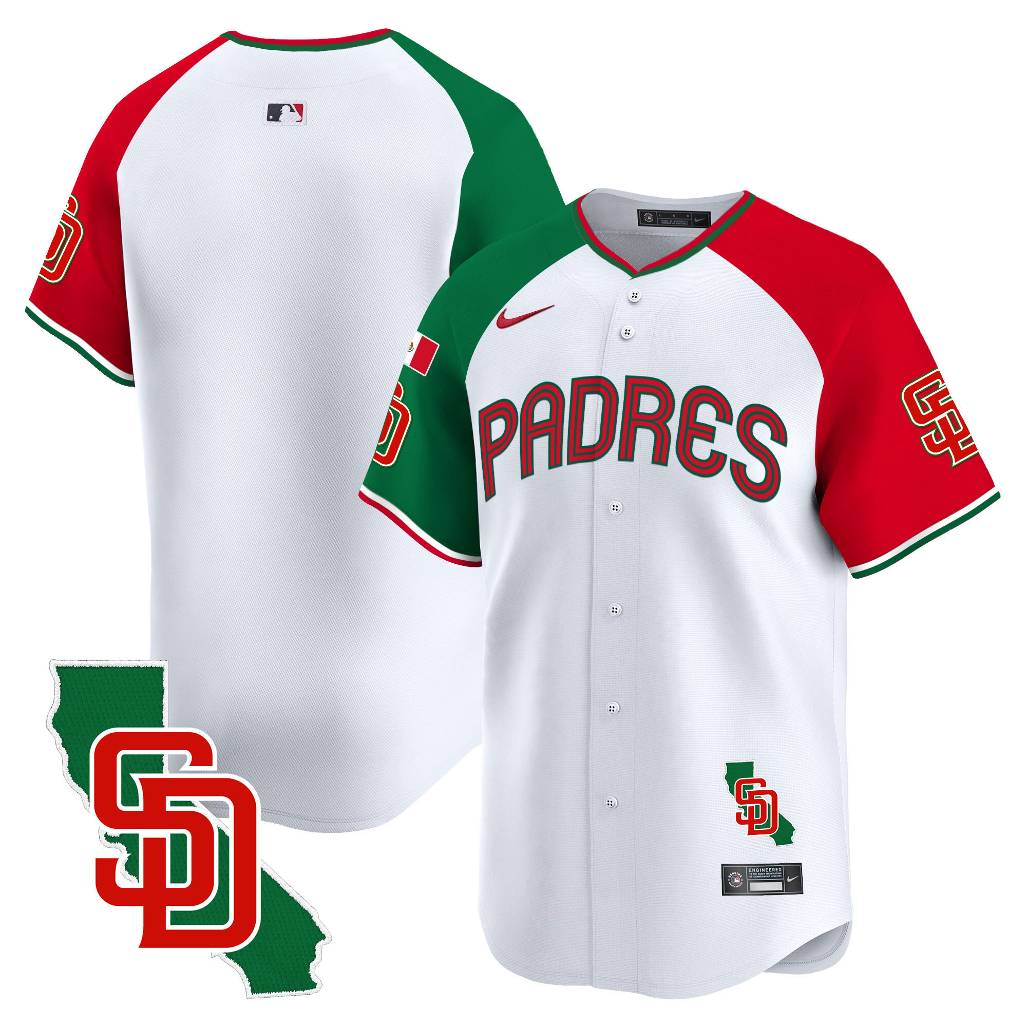 Team Men's San Diego Padres Mexico California Patch Vapor Premier Limited V4 Alternate Jersey - All Stitched